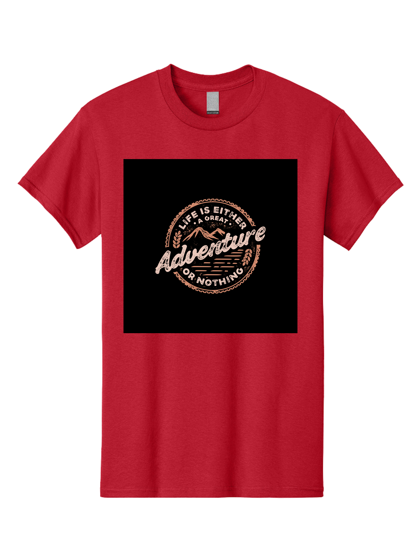 Life-Is-Either-Adventure-Or-Nothing Men'S Graphic Tee, 100% Cotton, Comfortable Casual Summer Wear, Machine Washable, Motivational Quote, Adventure Seeking, Inspiring Words, Travel Inspiration, Outdoor Enthusiasm, Wanderlust, Exploration, Aab473