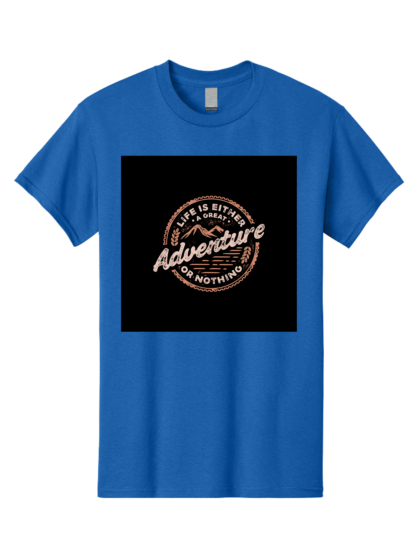 Life-Is-Either-Adventure-Or-Nothing Men'S Graphic Tee, 100% Cotton, Comfortable Casual Summer Wear, Machine Washable, Motivational Quote, Adventure Seeking, Inspiring Words, Travel Inspiration, Outdoor Enthusiasm, Wanderlust, Exploration, Aab473