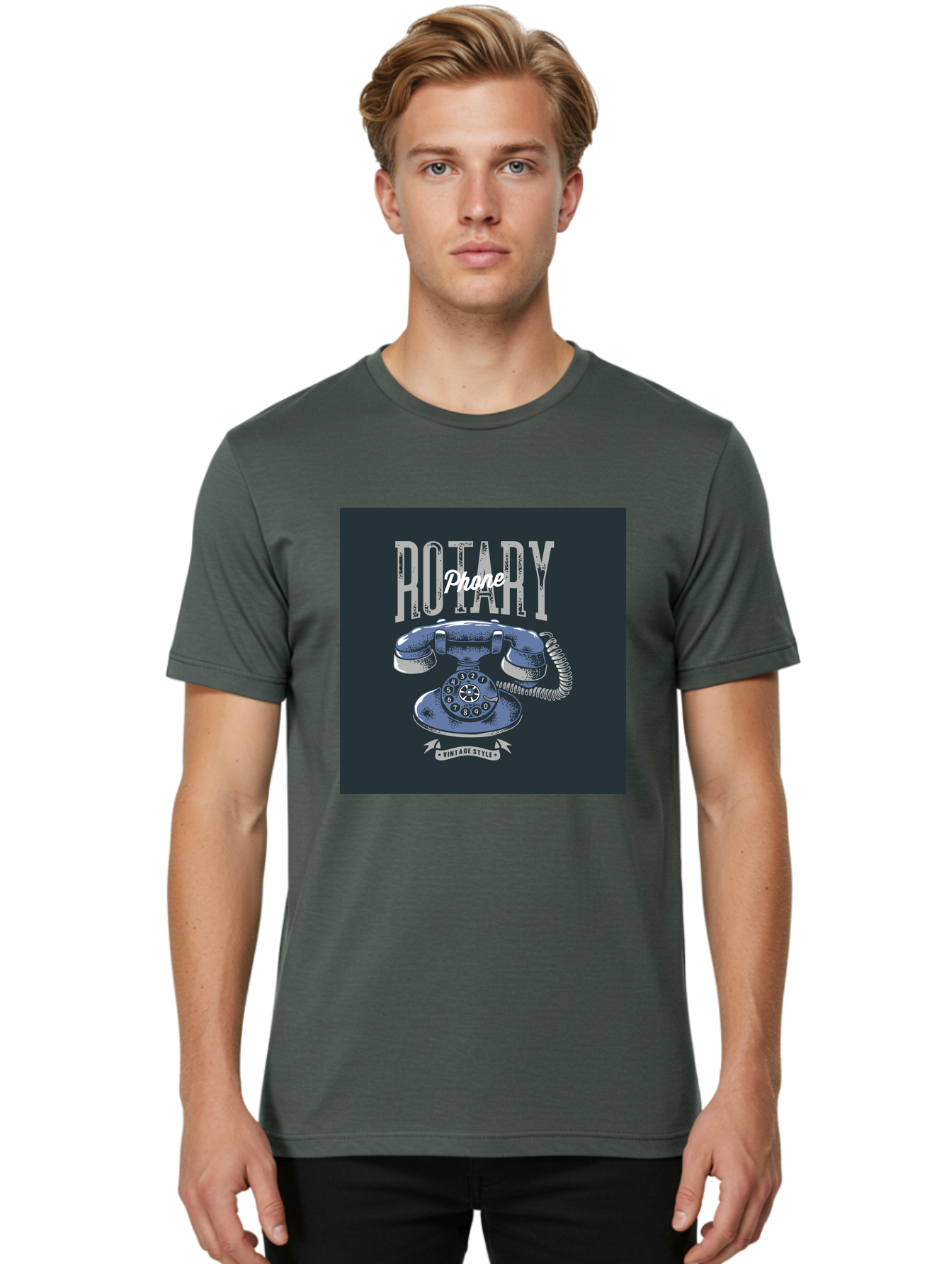 Rotary-Phone Men'S Graphic Tee, 100% Cotton, Comfortable Casual Summer Wear, Machine Washable, Vintage Rotary Phone, Retro Telephone, Classic Communication, Nostalgic Device, Antique Technology, Vintage Style, Retro Design, Old Fashioned Phone Aab477