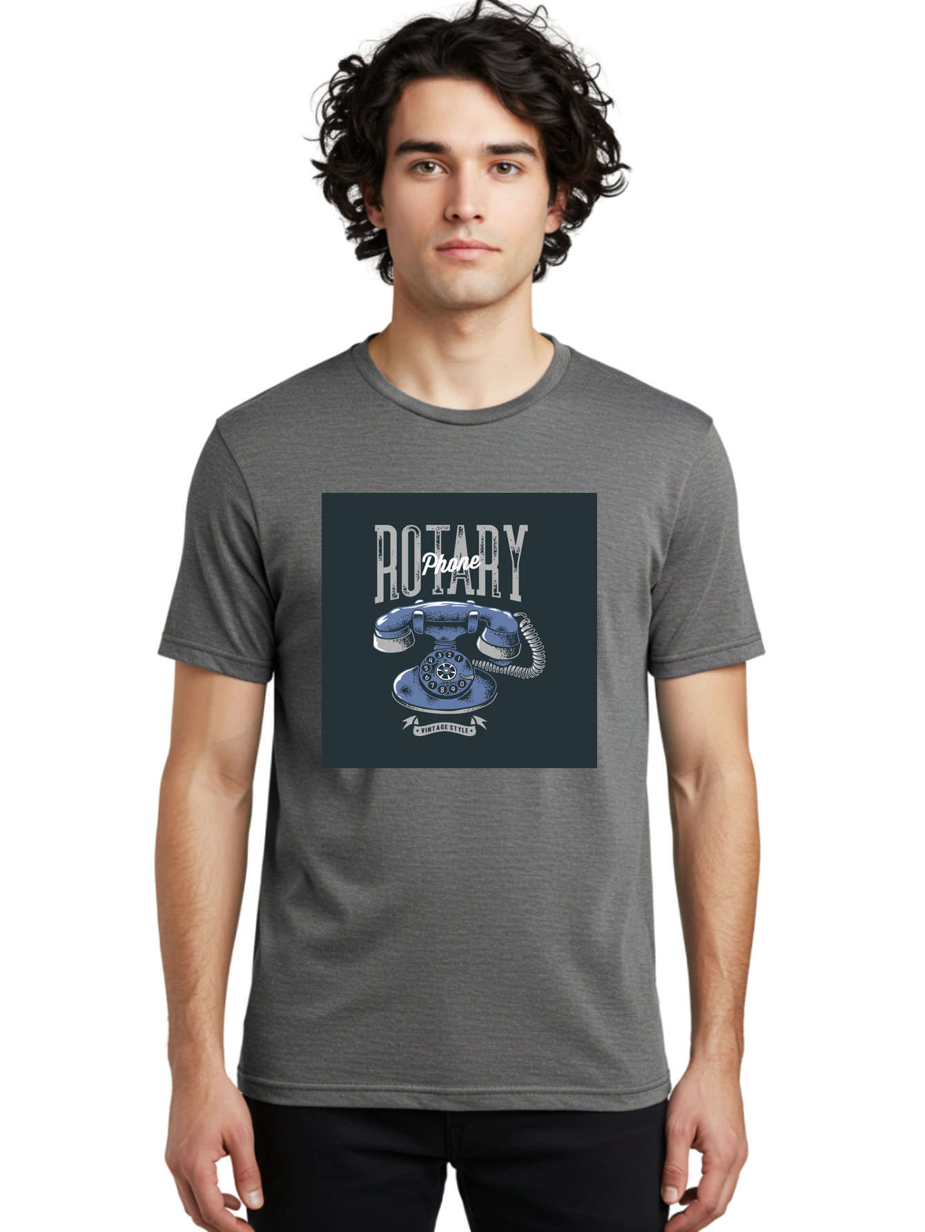 Rotary-Phone Men'S Graphic Tee, 100% Cotton, Comfortable Casual Summer Wear, Machine Washable, Vintage Rotary Phone, Retro Telephone, Classic Communication, Nostalgic Device, Antique Technology, Vintage Style, Retro Design, Old Fashioned Phone Aab477
