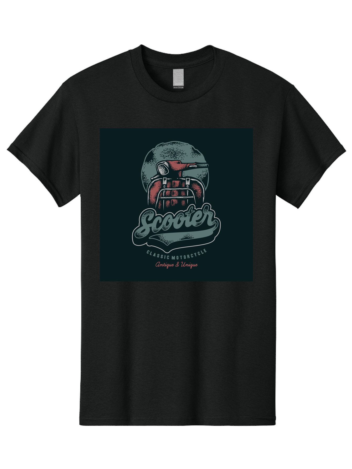 Scooter-Classic-Motorcycle Men'S Graphic Tee, 100% Cotton, Comfortable Casual Summer Wear, Machine Washable, Vintage Motorcycle Helmet, Classic Scooter Design, Antique Bike, Unique Motorcycle Art, Retro Scooter Style, Nostalgic Ride, Aab479