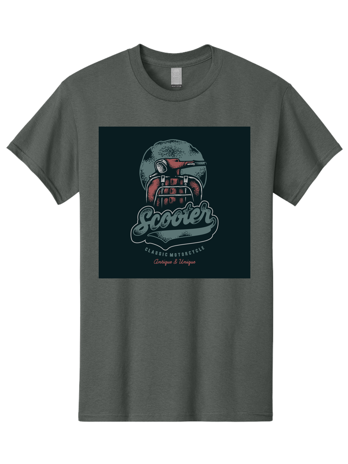 Scooter-Classic-Motorcycle Men'S Graphic Tee, 100% Cotton, Comfortable Casual Summer Wear, Machine Washable, Vintage Motorcycle Helmet, Classic Scooter Design, Antique Bike, Unique Motorcycle Art, Retro Scooter Style, Nostalgic Ride, Aab479