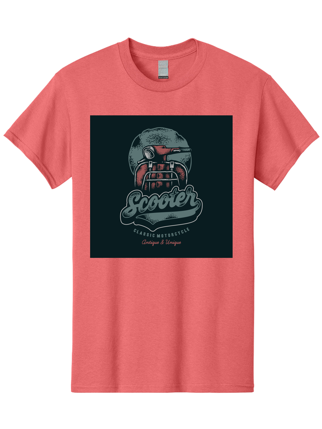 Scooter-Classic-Motorcycle Men'S Graphic Tee, 100% Cotton, Comfortable Casual Summer Wear, Machine Washable, Vintage Motorcycle Helmet, Classic Scooter Design, Antique Bike, Unique Motorcycle Art, Retro Scooter Style, Nostalgic Ride, Aab479