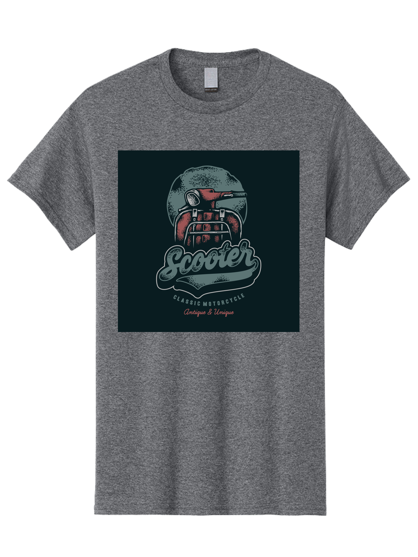Scooter-Classic-Motorcycle Men'S Graphic Tee, 100% Cotton, Comfortable Casual Summer Wear, Machine Washable, Vintage Motorcycle Helmet, Classic Scooter Design, Antique Bike, Unique Motorcycle Art, Retro Scooter Style, Nostalgic Ride, Aab479