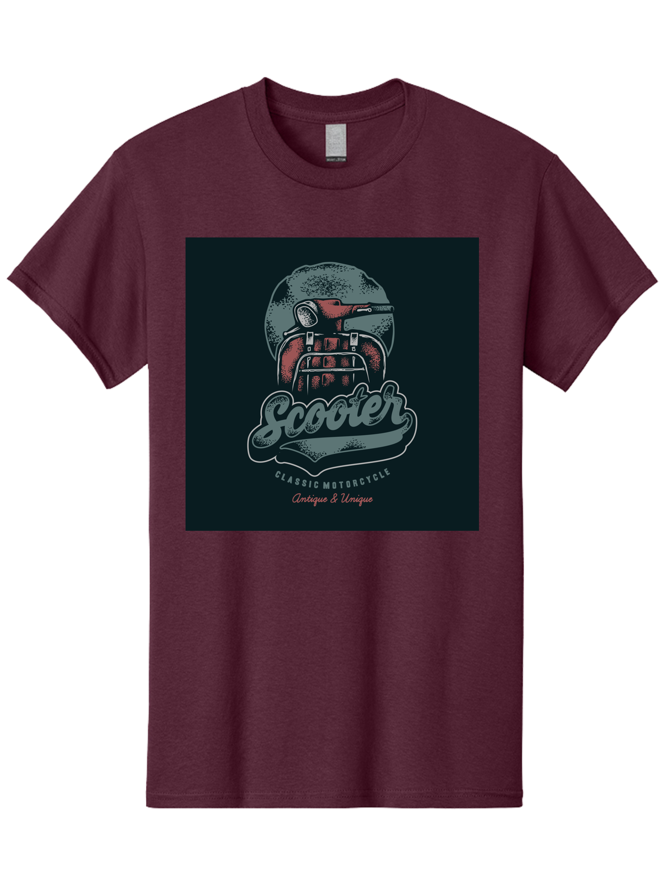 Scooter-Classic-Motorcycle Men'S Graphic Tee, 100% Cotton, Comfortable Casual Summer Wear, Machine Washable, Vintage Motorcycle Helmet, Classic Scooter Design, Antique Bike, Unique Motorcycle Art, Retro Scooter Style, Nostalgic Ride, Aab479