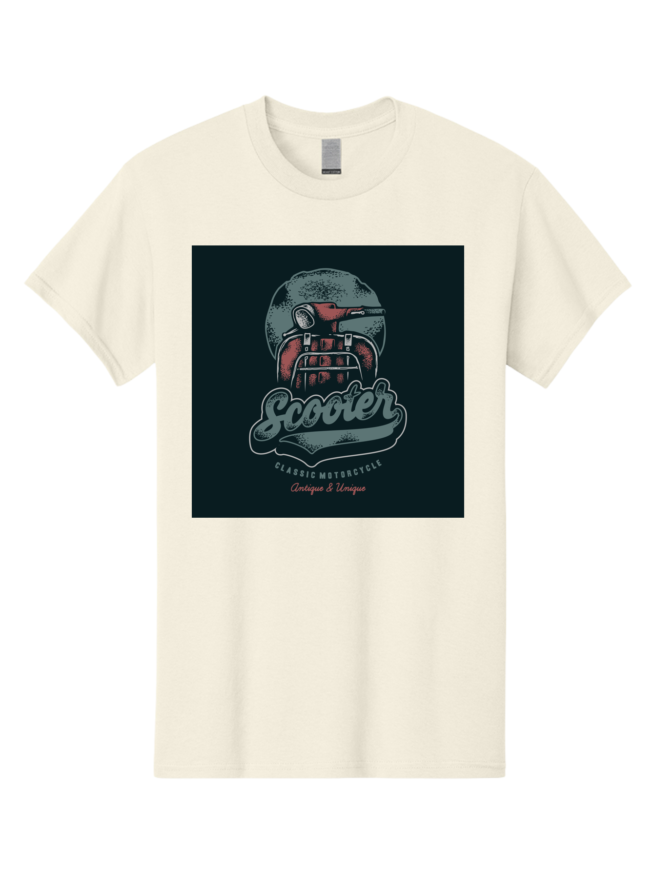 Scooter-Classic-Motorcycle Men'S Graphic Tee, 100% Cotton, Comfortable Casual Summer Wear, Machine Washable, Vintage Motorcycle Helmet, Classic Scooter Design, Antique Bike, Unique Motorcycle Art, Retro Scooter Style, Nostalgic Ride, Aab479