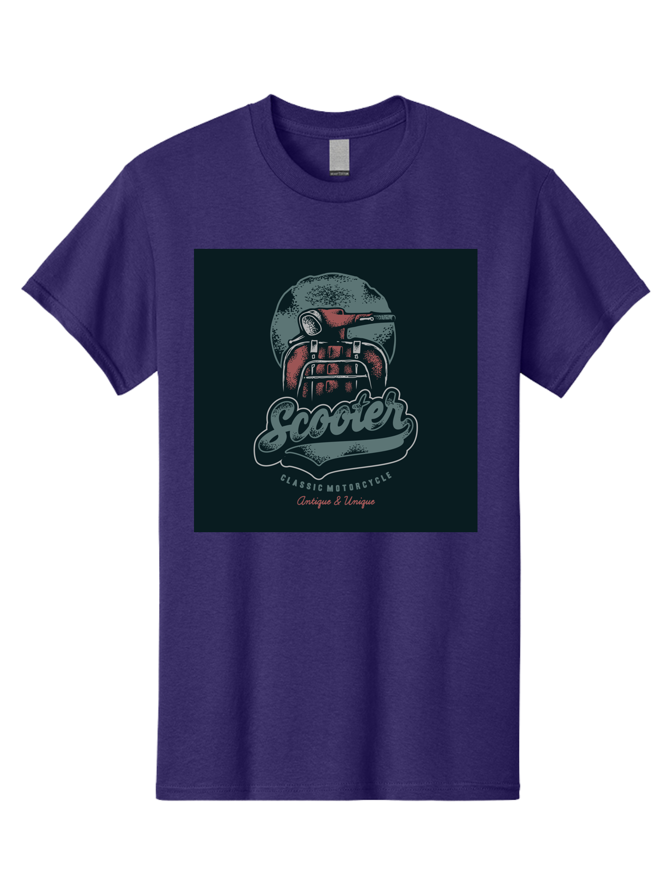 Scooter-Classic-Motorcycle Men'S Graphic Tee, 100% Cotton, Comfortable Casual Summer Wear, Machine Washable, Vintage Motorcycle Helmet, Classic Scooter Design, Antique Bike, Unique Motorcycle Art, Retro Scooter Style, Nostalgic Ride, Aab479