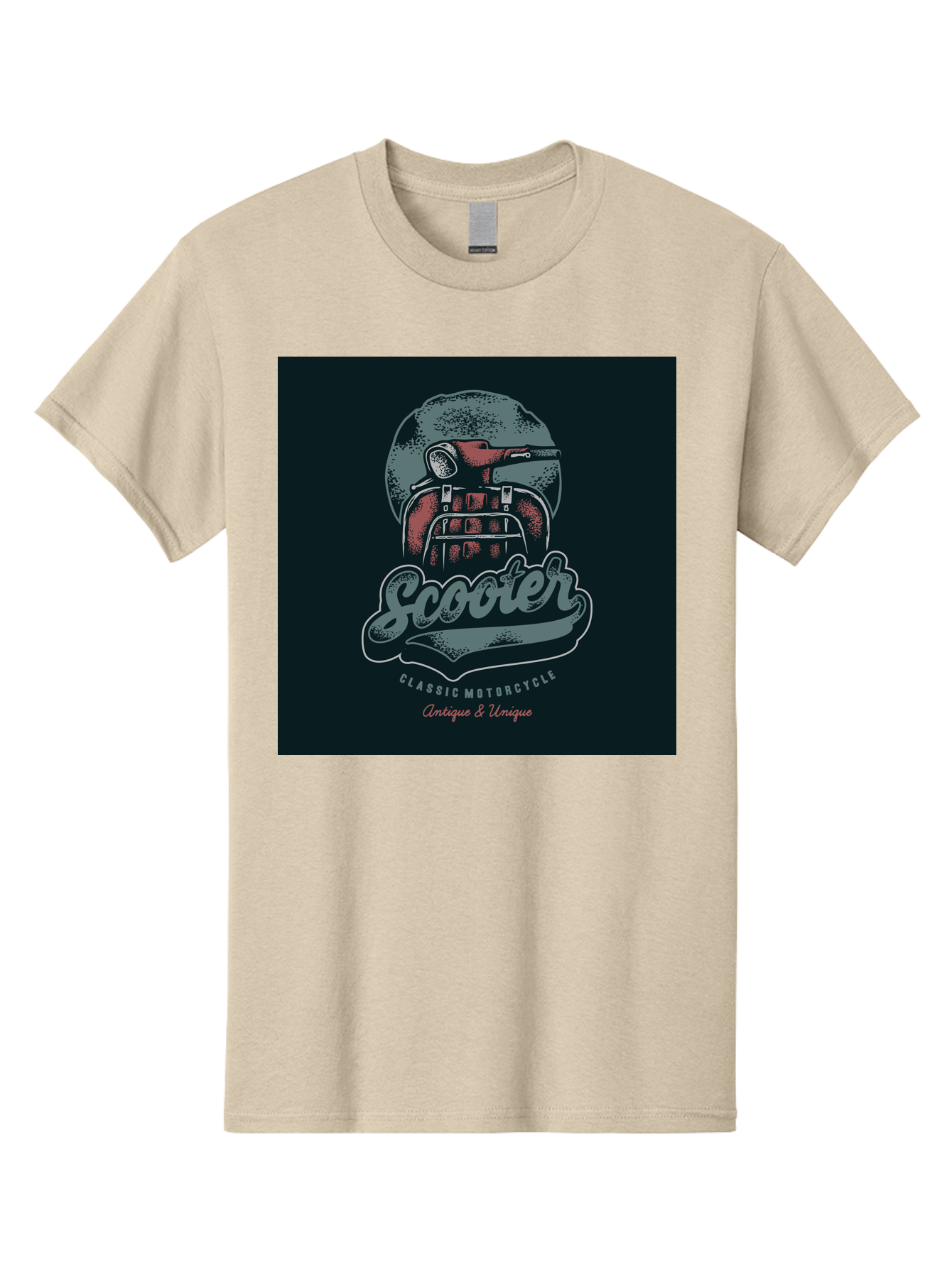 Scooter-Classic-Motorcycle Men'S Graphic Tee, 100% Cotton, Comfortable Casual Summer Wear, Machine Washable, Vintage Motorcycle Helmet, Classic Scooter Design, Antique Bike, Unique Motorcycle Art, Retro Scooter Style, Nostalgic Ride, Aab479