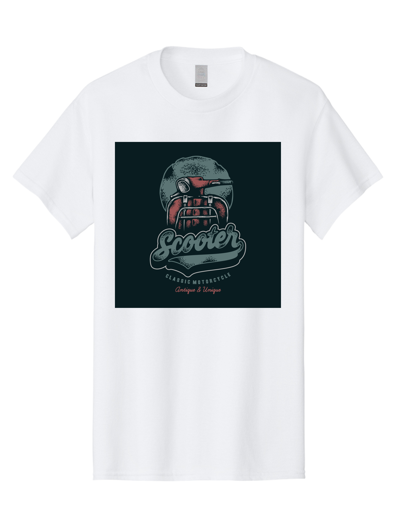 Scooter-Classic-Motorcycle Men'S Graphic Tee, 100% Cotton, Comfortable Casual Summer Wear, Machine Washable, Vintage Motorcycle Helmet, Classic Scooter Design, Antique Bike, Unique Motorcycle Art, Retro Scooter Style, Nostalgic Ride, Aab479