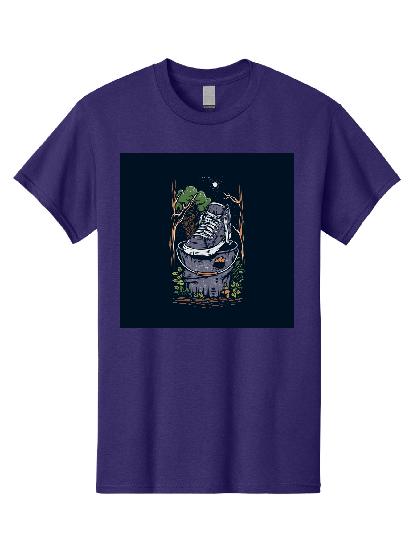 Shoe-Can Men'S Graphic Tee, 100% Cotton, Comfortable Casual Summer Wear, Machine Washable, Sneaker In Bucket, Streetwear Culture, Urban Jungle, Footwear, Bucket, Moonlight, Nighttime, Forest Scene, Vintage Art Aab480