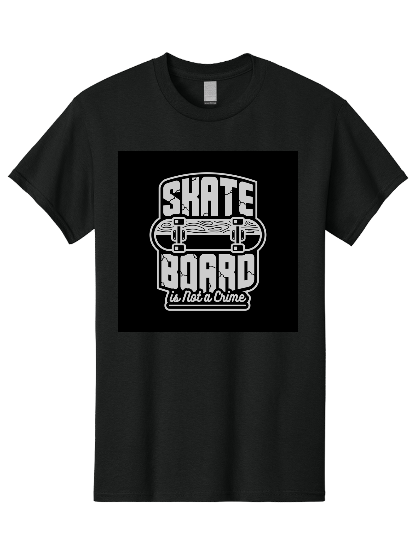 Skateboard-Is-Not-A-Crime Men'S Graphic Tee, 100% Cotton, Comfortable Casual Summer Wear, Machine Washable, Skateboard Graphic, Skate Culture, Streetwear Fashion, Rebellious Style, Bold Typography, Urban Lifestyle, Extreme Sports, Aab481