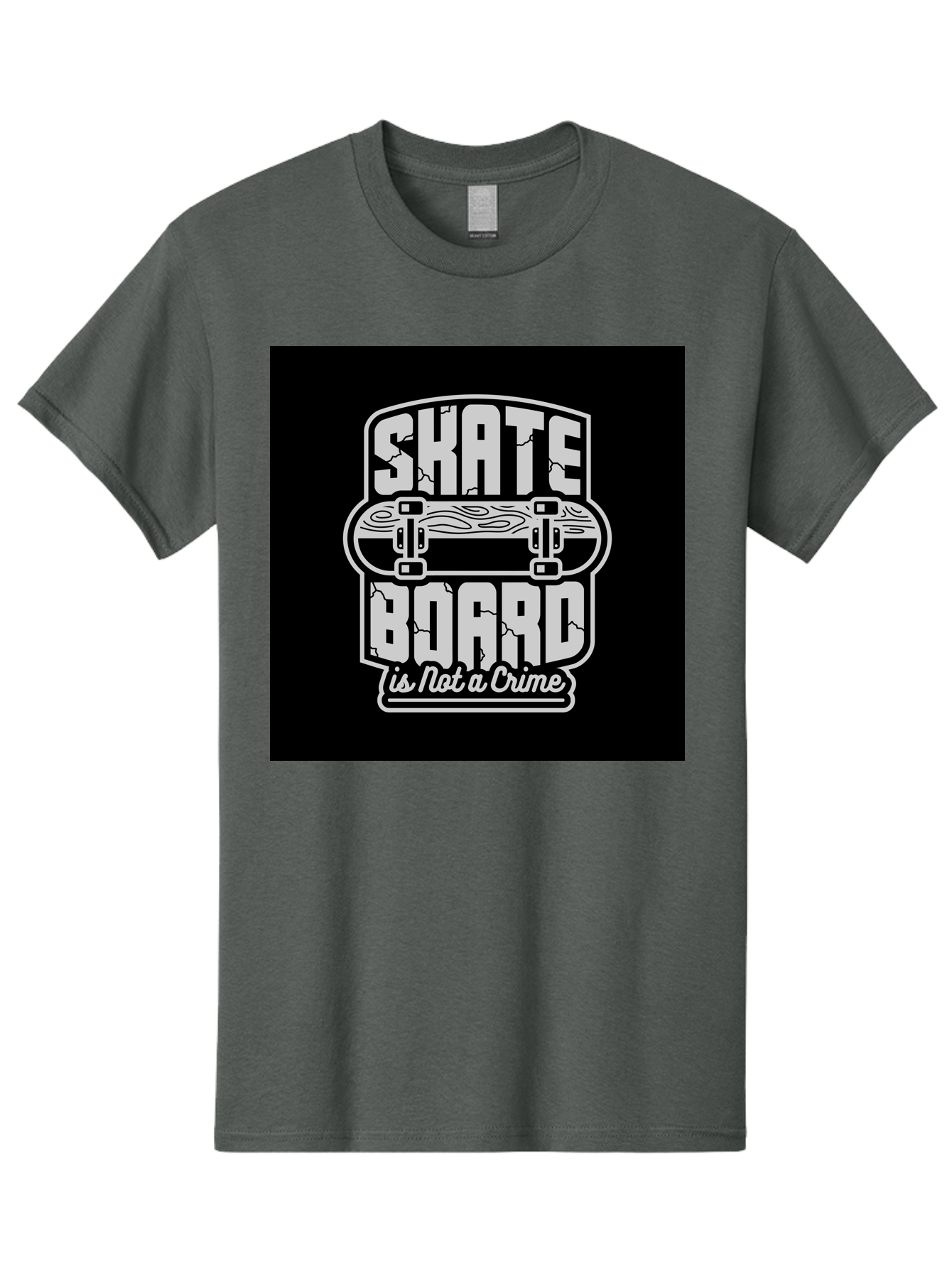 Skateboard-Is-Not-A-Crime Men'S Graphic Tee, 100% Cotton, Comfortable Casual Summer Wear, Machine Washable, Skateboard Graphic, Skate Culture, Streetwear Fashion, Rebellious Style, Bold Typography, Urban Lifestyle, Extreme Sports, Aab481