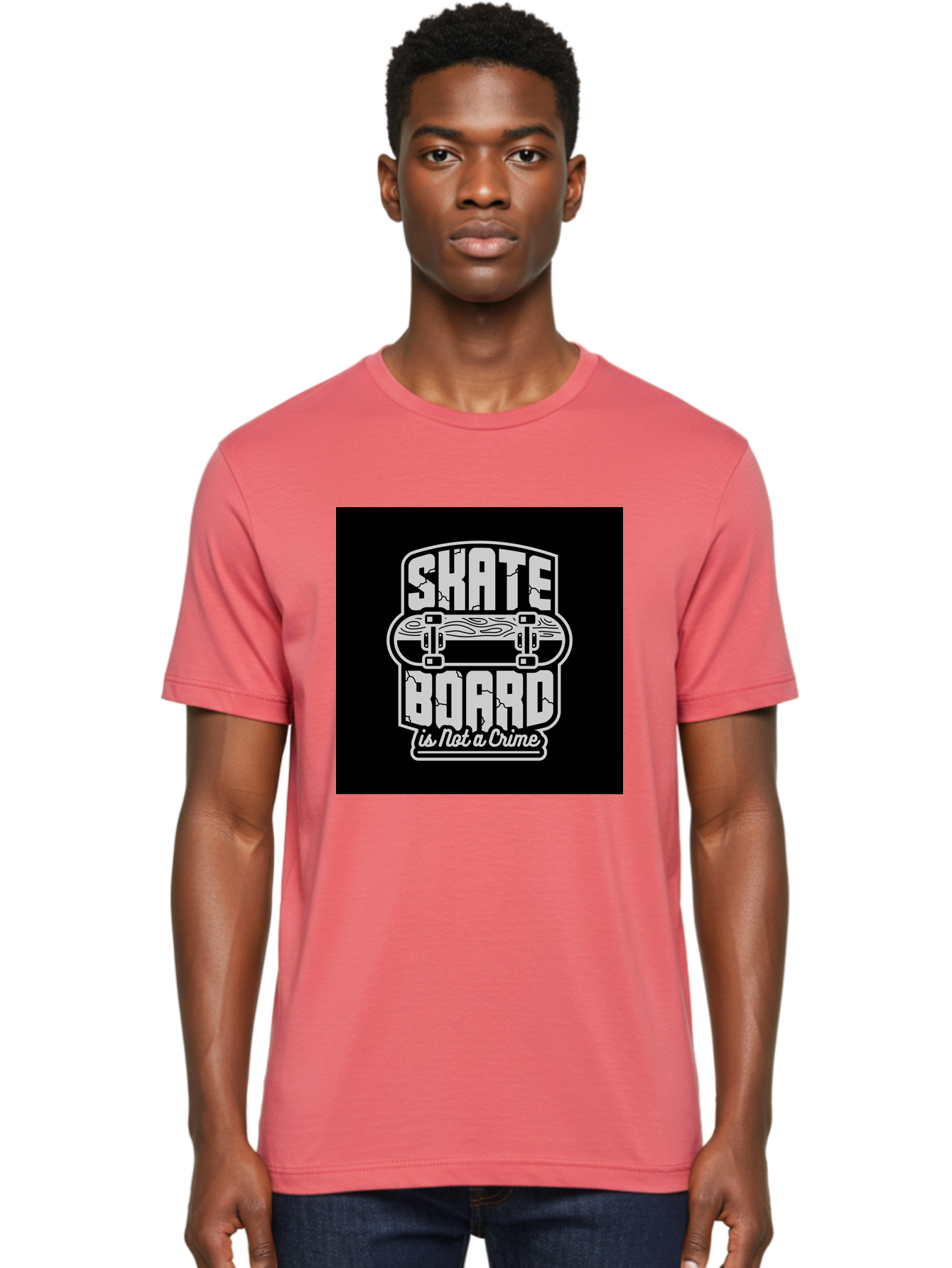 Skateboard-Is-Not-A-Crime Men'S Graphic Tee, 100% Cotton, Comfortable Casual Summer Wear, Machine Washable, Skateboard Graphic, Skate Culture, Streetwear Fashion, Rebellious Style, Bold Typography, Urban Lifestyle, Extreme Sports, Aab481
