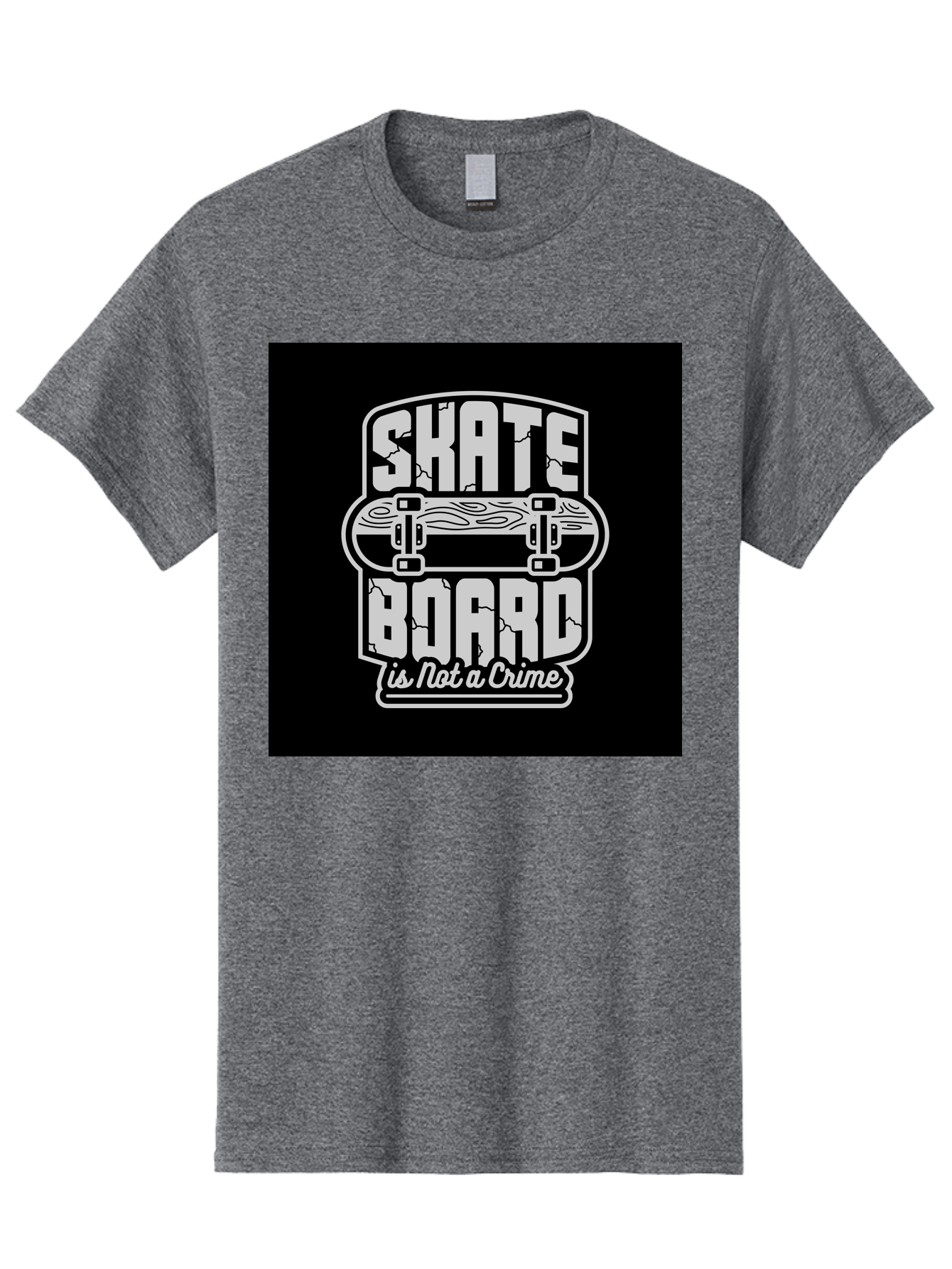 Skateboard-Is-Not-A-Crime Men'S Graphic Tee, 100% Cotton, Comfortable Casual Summer Wear, Machine Washable, Skateboard Graphic, Skate Culture, Streetwear Fashion, Rebellious Style, Bold Typography, Urban Lifestyle, Extreme Sports, Aab481