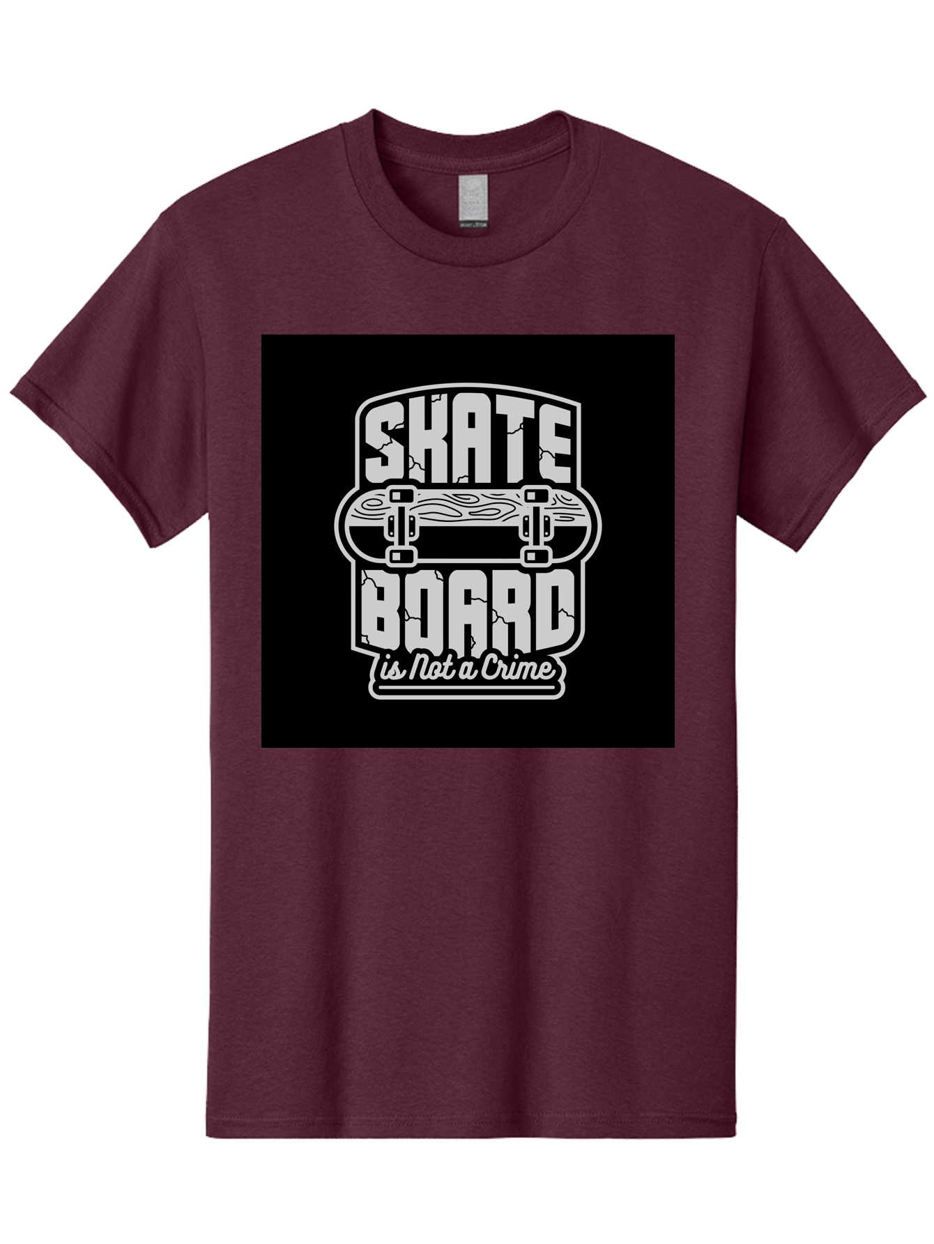 Skateboard-Is-Not-A-Crime Men'S Graphic Tee, 100% Cotton, Comfortable Casual Summer Wear, Machine Washable, Skateboard Graphic, Skate Culture, Streetwear Fashion, Rebellious Style, Bold Typography, Urban Lifestyle, Extreme Sports, Aab481