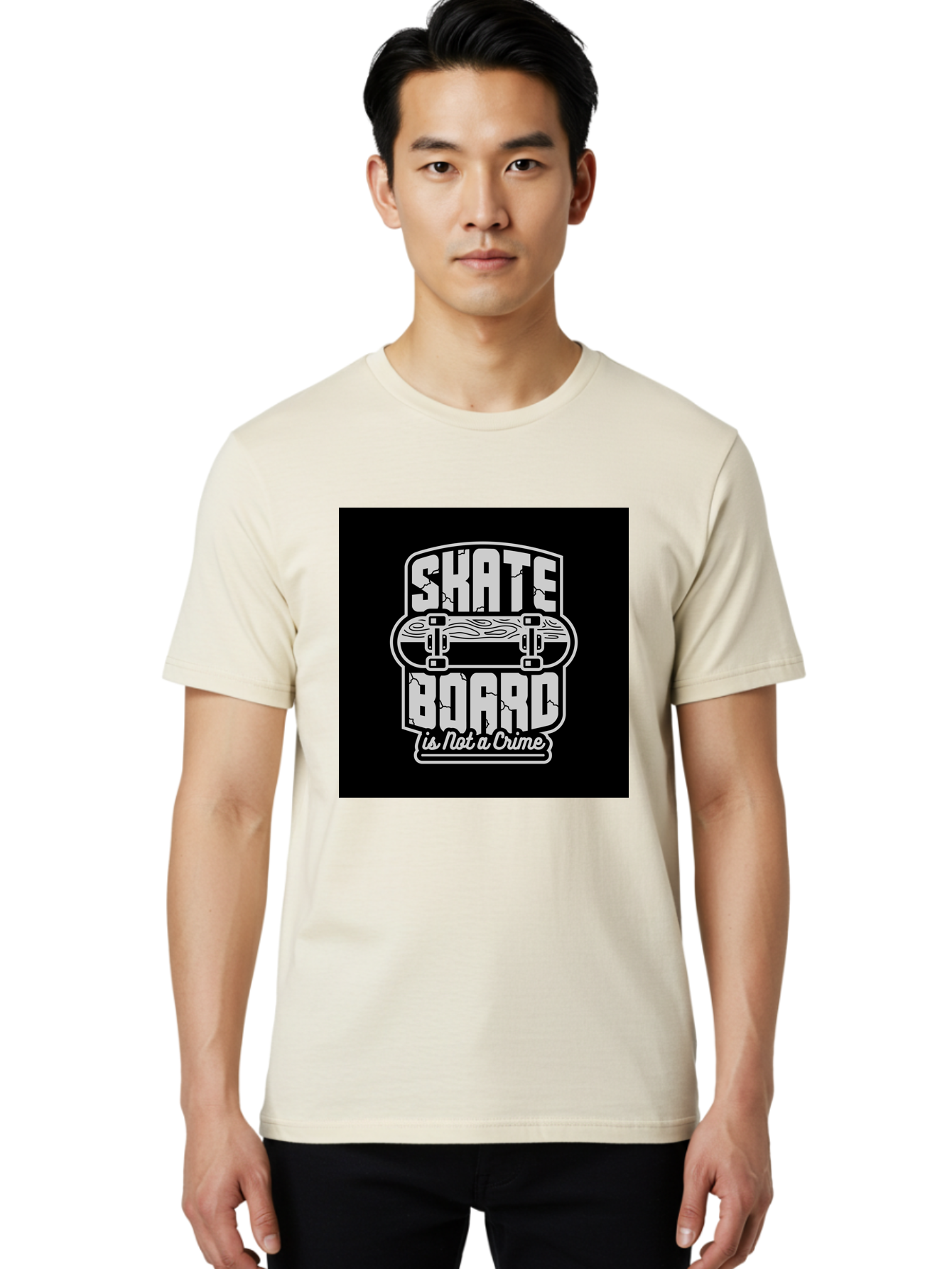 Skateboard-Is-Not-A-Crime Men'S Graphic Tee, 100% Cotton, Comfortable Casual Summer Wear, Machine Washable, Skateboard Graphic, Skate Culture, Streetwear Fashion, Rebellious Style, Bold Typography, Urban Lifestyle, Extreme Sports, Aab481