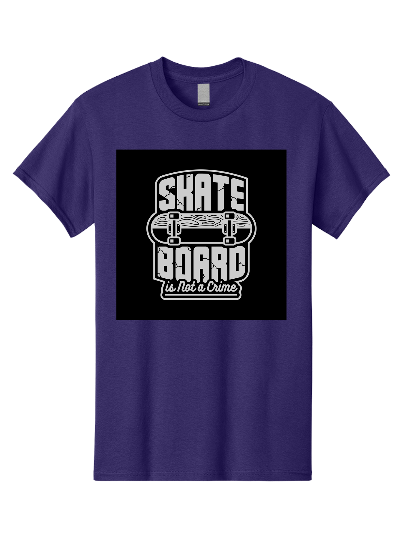 Skateboard-Is-Not-A-Crime Men'S Graphic Tee, 100% Cotton, Comfortable Casual Summer Wear, Machine Washable, Skateboard Graphic, Skate Culture, Streetwear Fashion, Rebellious Style, Bold Typography, Urban Lifestyle, Extreme Sports, Aab481