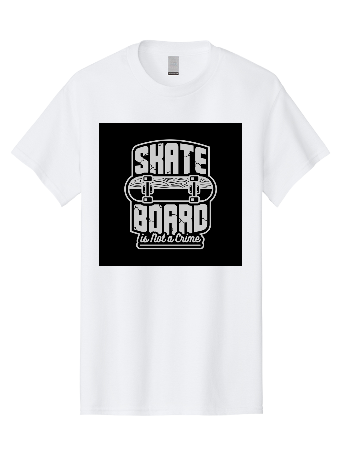 Skateboard-Is-Not-A-Crime Men'S Graphic Tee, 100% Cotton, Comfortable Casual Summer Wear, Machine Washable, Skateboard Graphic, Skate Culture, Streetwear Fashion, Rebellious Style, Bold Typography, Urban Lifestyle, Extreme Sports, Aab481