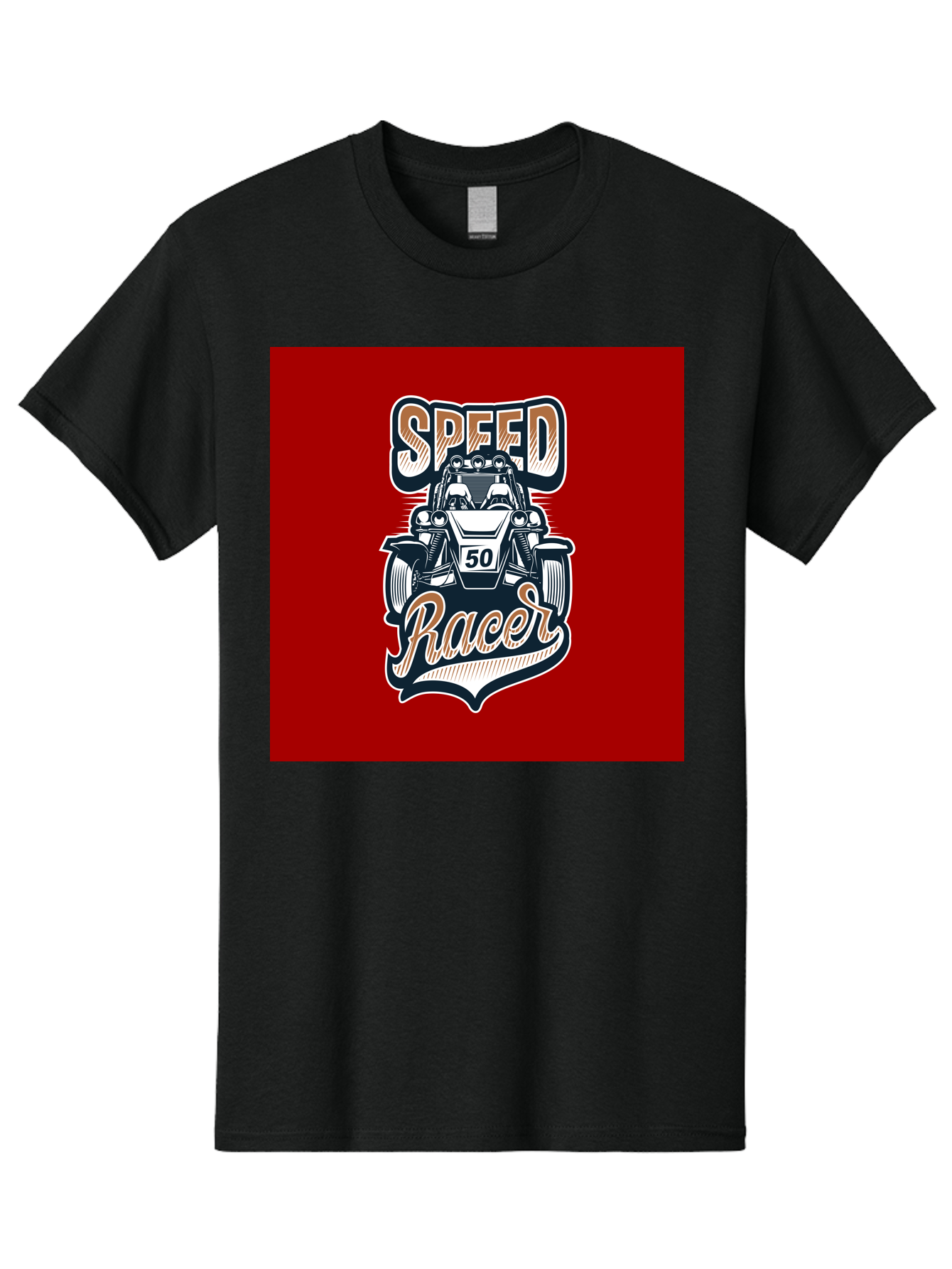 Speed-Racer Men'S Graphic Tee, 100% Cotton, Comfortable Casual Summer Wear, Machine Washable, Vintage Style Racing Car, Dune Buggy Illustration, Speed Racer Graphic, Retro Racing Art, Off-Road Vehicle, Motorsport Logo, Racing Number 50, Aab482