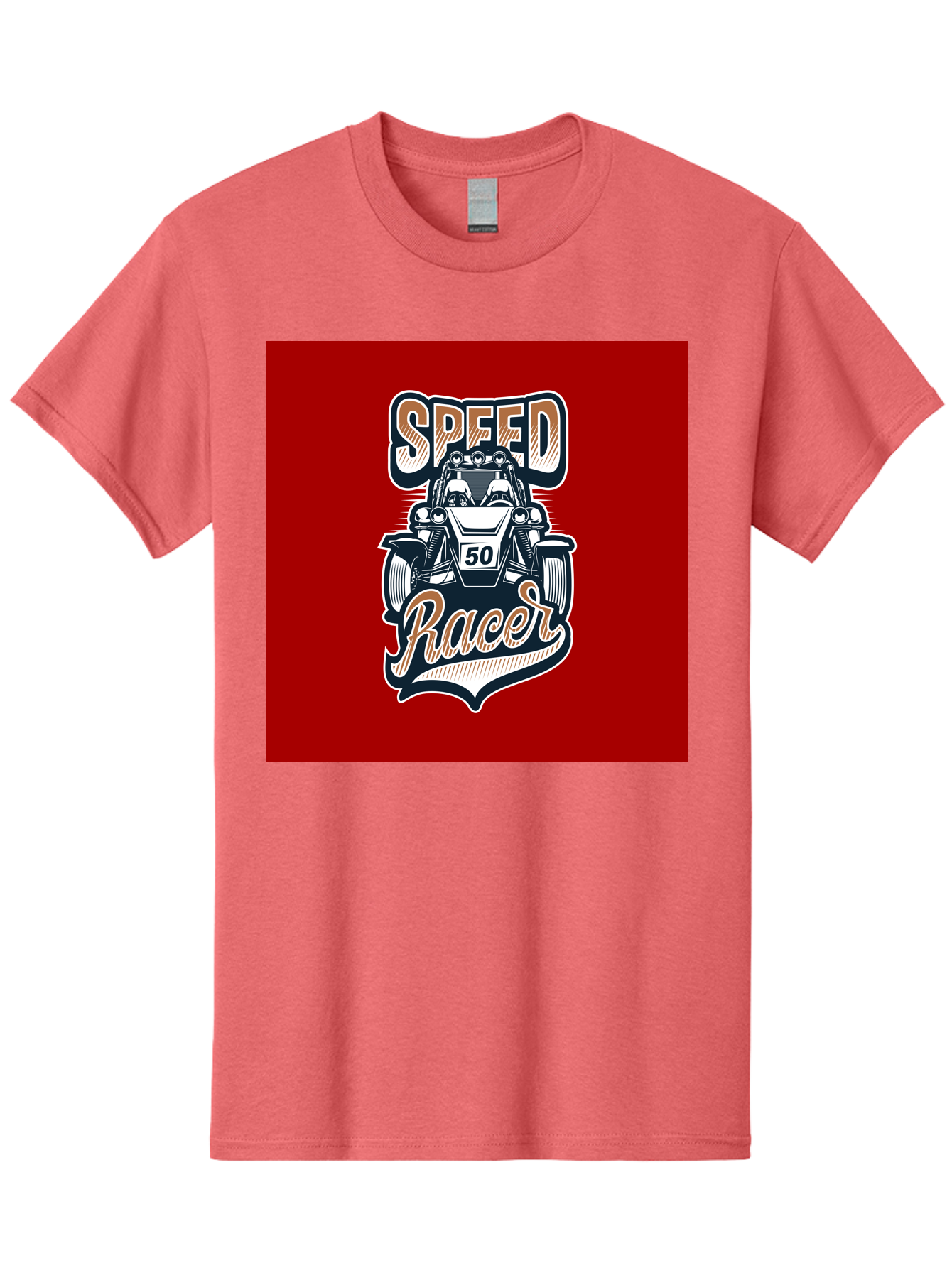 Speed-Racer Men'S Graphic Tee, 100% Cotton, Comfortable Casual Summer Wear, Machine Washable, Vintage Style Racing Car, Dune Buggy Illustration, Speed Racer Graphic, Retro Racing Art, Off-Road Vehicle, Motorsport Logo, Racing Number 50, Aab482