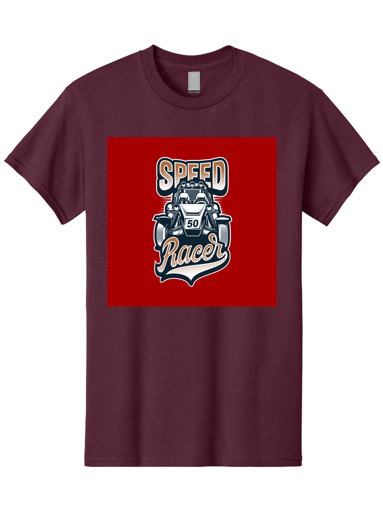 Speed-Racer Men'S Graphic Tee, 100% Cotton, Comfortable Casual Summer Wear, Machine Washable, Vintage Style Racing Car, Dune Buggy Illustration, Speed Racer Graphic, Retro Racing Art, Off-Road Vehicle, Motorsport Logo, Racing Number 50, Aab482