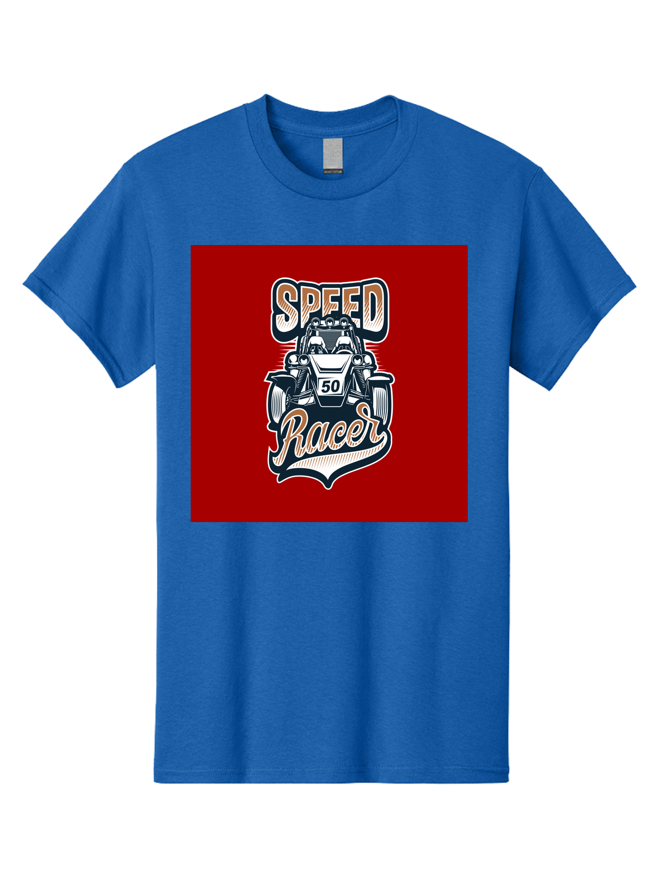 Speed-Racer Men'S Graphic Tee, 100% Cotton, Comfortable Casual Summer Wear, Machine Washable, Vintage Style Racing Car, Dune Buggy Illustration, Speed Racer Graphic, Retro Racing Art, Off-Road Vehicle, Motorsport Logo, Racing Number 50, Aab482
