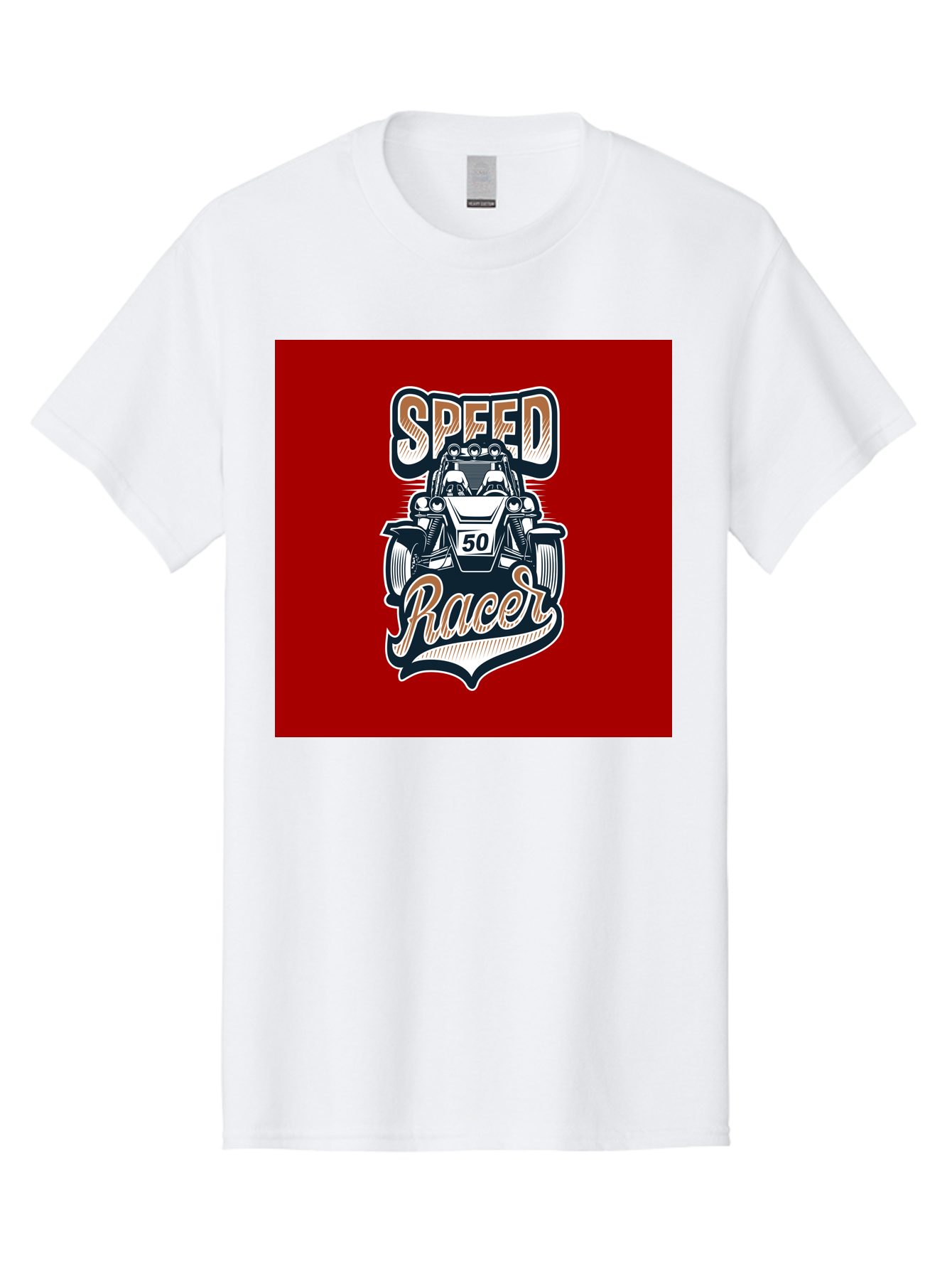 Speed-Racer Men'S Graphic Tee, 100% Cotton, Comfortable Casual Summer Wear, Machine Washable, Vintage Style Racing Car, Dune Buggy Illustration, Speed Racer Graphic, Retro Racing Art, Off-Road Vehicle, Motorsport Logo, Racing Number 50, Aab482