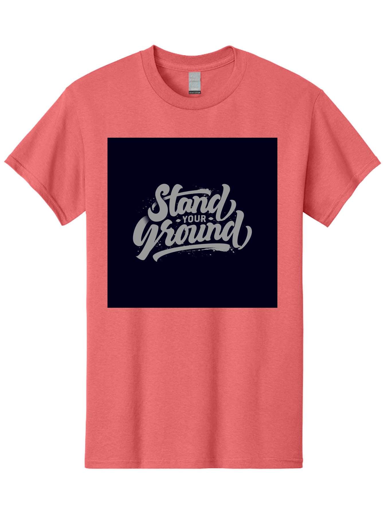 Stand-Your-Ground Men'S Graphic Tee, 100% Cotton, Comfortable Casual Summer Wear, Machine Washable, Motivational Quote, Inspirational Phrase, Stand Your Ground, Bold Typography, Gray Text, Dark Background, Empowerment, Confidence, Aab483
