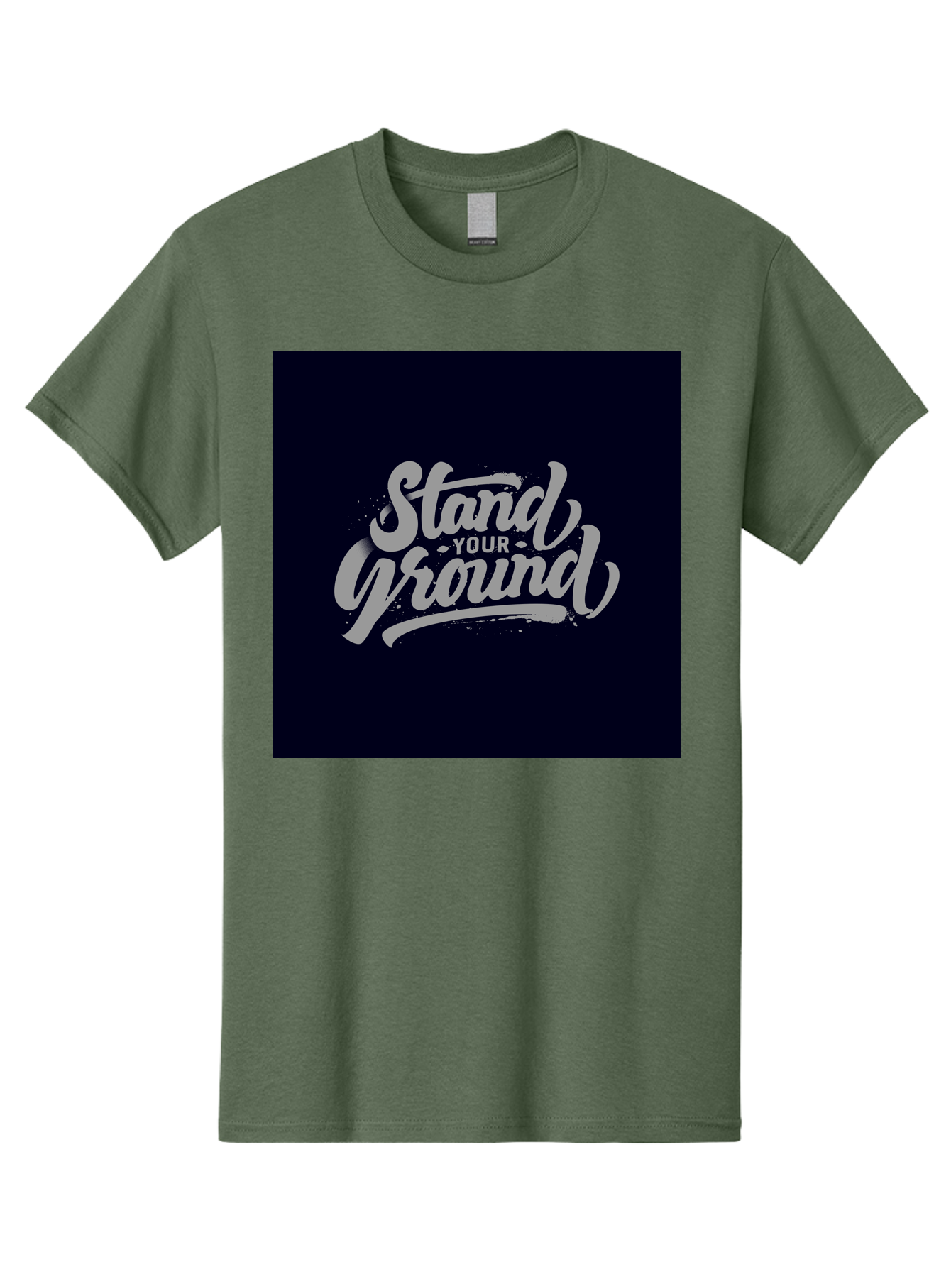 Stand-Your-Ground Men'S Graphic Tee, 100% Cotton, Comfortable Casual Summer Wear, Machine Washable, Motivational Quote, Inspirational Phrase, Stand Your Ground, Bold Typography, Gray Text, Dark Background, Empowerment, Confidence, Aab483