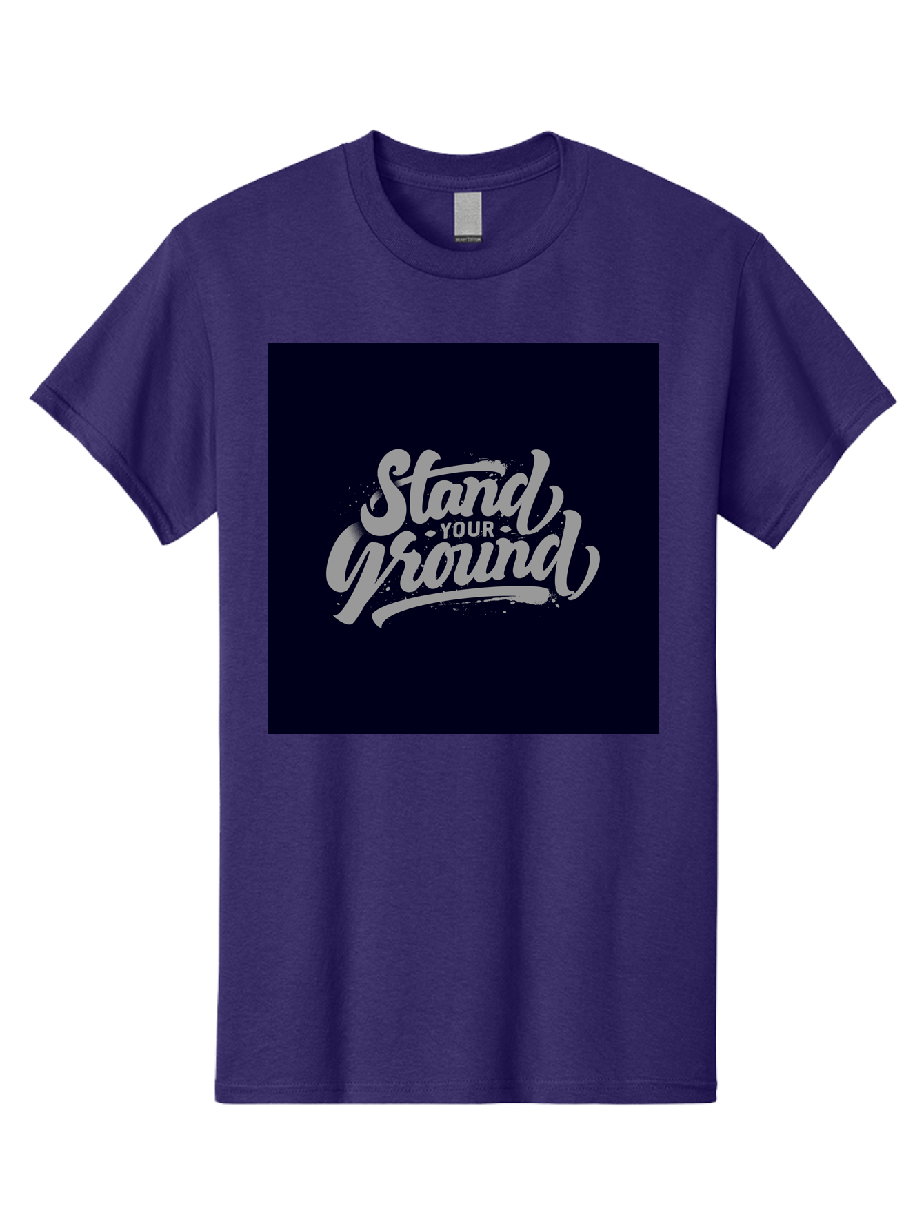 Stand-Your-Ground Men'S Graphic Tee, 100% Cotton, Comfortable Casual Summer Wear, Machine Washable, Motivational Quote, Inspirational Phrase, Stand Your Ground, Bold Typography, Gray Text, Dark Background, Empowerment, Confidence, Aab483