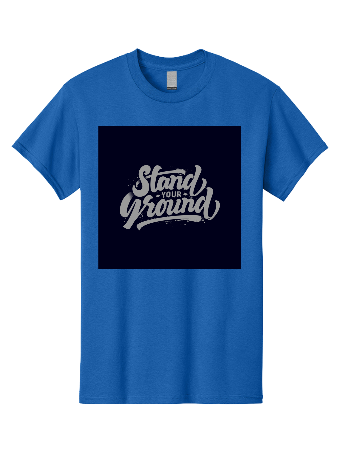 Stand-Your-Ground Men'S Graphic Tee, 100% Cotton, Comfortable Casual Summer Wear, Machine Washable, Motivational Quote, Inspirational Phrase, Stand Your Ground, Bold Typography, Gray Text, Dark Background, Empowerment, Confidence, Aab483