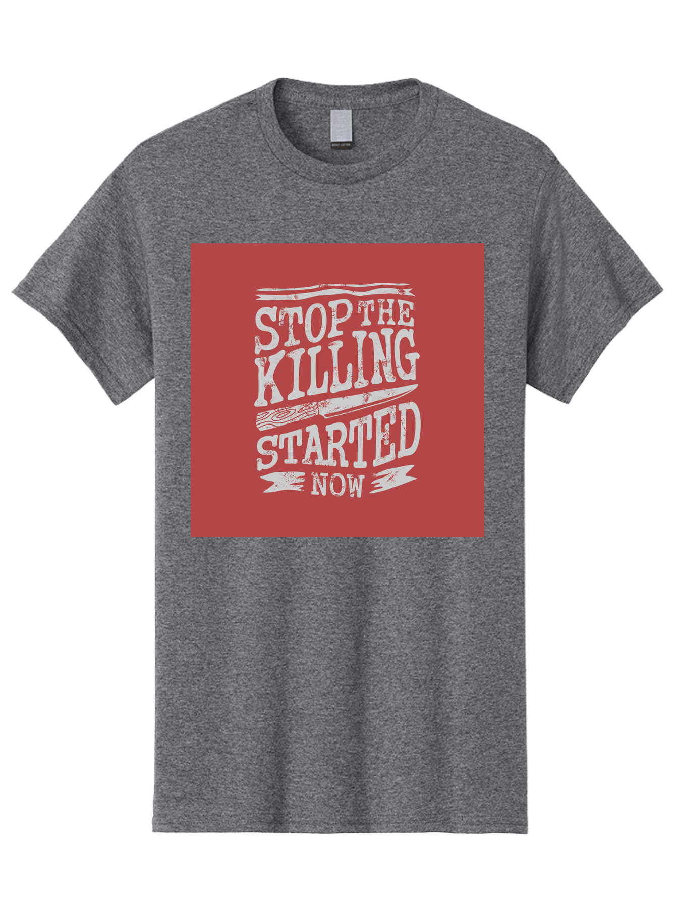 Stop-The-Killing-Started-Now Men'S Graphic Tee, 100% Cotton, Comfortable Casual Summer Wear, Machine Washable, Vegetarian Lifestyle, Animal Rights, Stop Killing, Vegan Movement, Cruelty Free, Bold Typography, Protest Art, Activist Message, Aab484