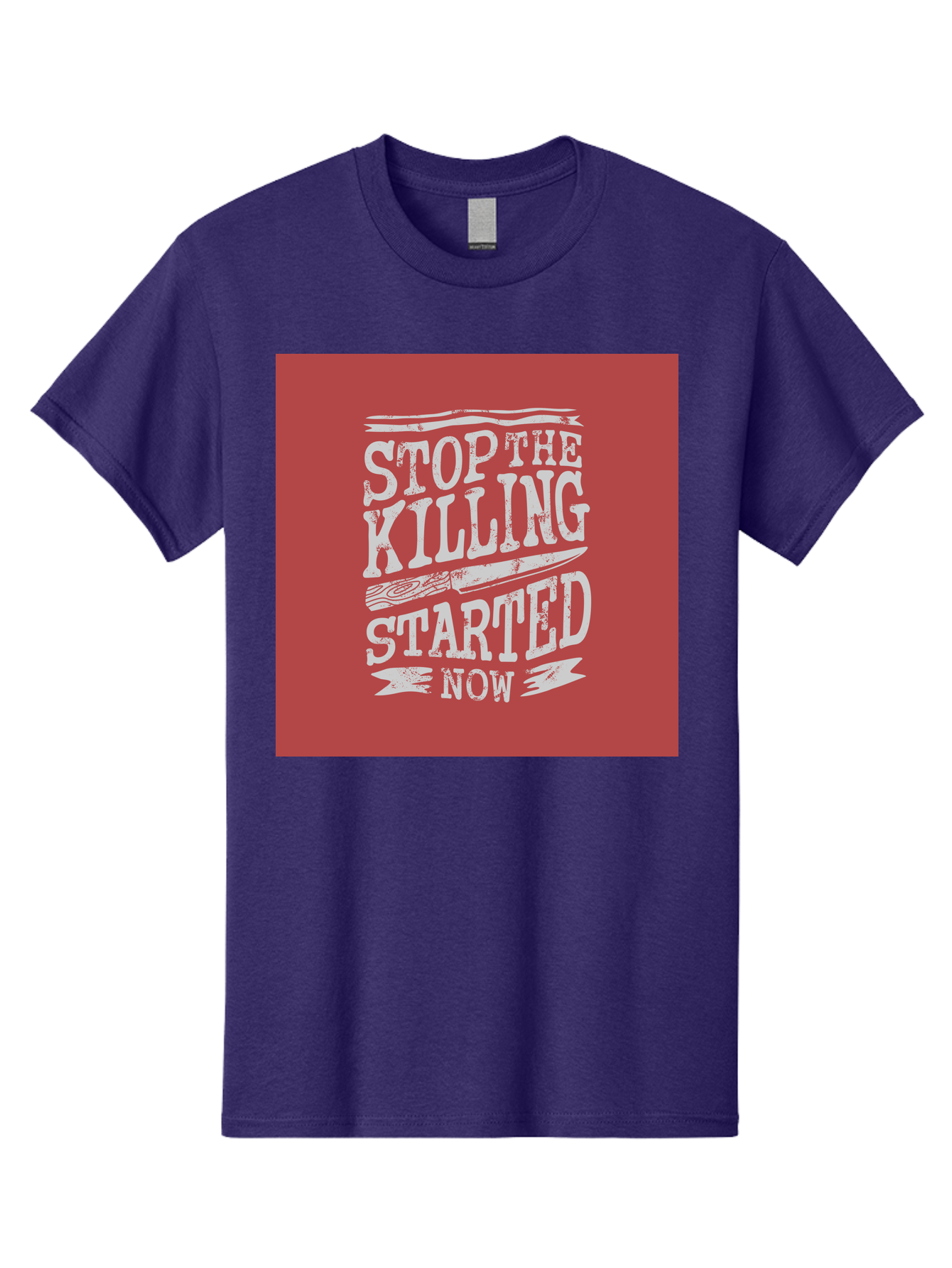 Stop-The-Killing-Started-Now Men'S Graphic Tee, 100% Cotton, Comfortable Casual Summer Wear, Machine Washable, Vegetarian Lifestyle, Animal Rights, Stop Killing, Vegan Movement, Cruelty Free, Bold Typography, Protest Art, Activist Message, Aab484