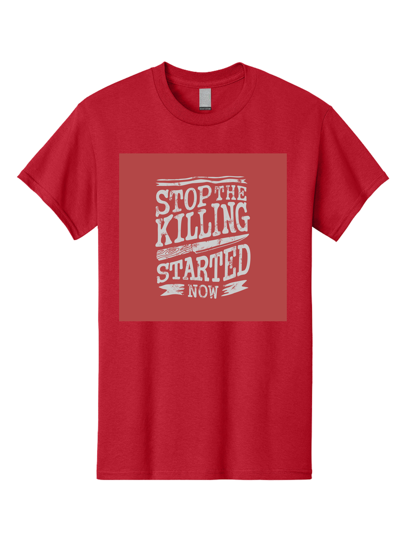 Stop-The-Killing-Started-Now Men'S Graphic Tee, 100% Cotton, Comfortable Casual Summer Wear, Machine Washable, Vegetarian Lifestyle, Animal Rights, Stop Killing, Vegan Movement, Cruelty Free, Bold Typography, Protest Art, Activist Message, Aab484