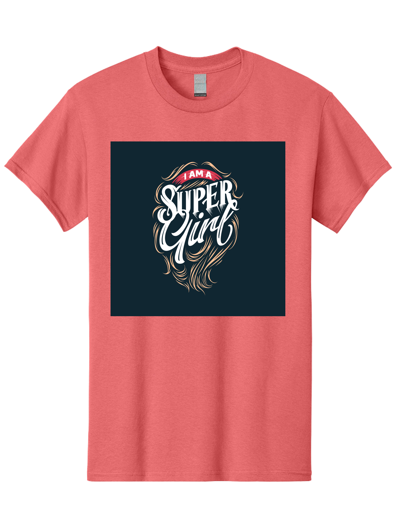 Super-Girl Men'S Graphic Tee, 100% Cotton, Comfortable Casual Summer Wear, Machine Washable, Female Empowerment, Inspirational Quote, Girl Power, Motivational Phrase, Flowing Hair, Elegant Script, Confident Attitude, Strong Women, Aab485
