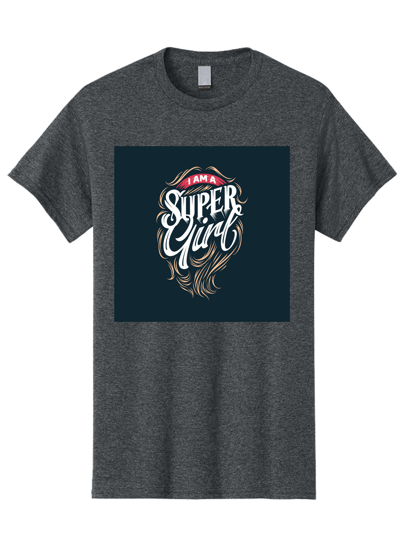 Super-Girl Men'S Graphic Tee, 100% Cotton, Comfortable Casual Summer Wear, Machine Washable, Female Empowerment, Inspirational Quote, Girl Power, Motivational Phrase, Flowing Hair, Elegant Script, Confident Attitude, Strong Women, Aab485