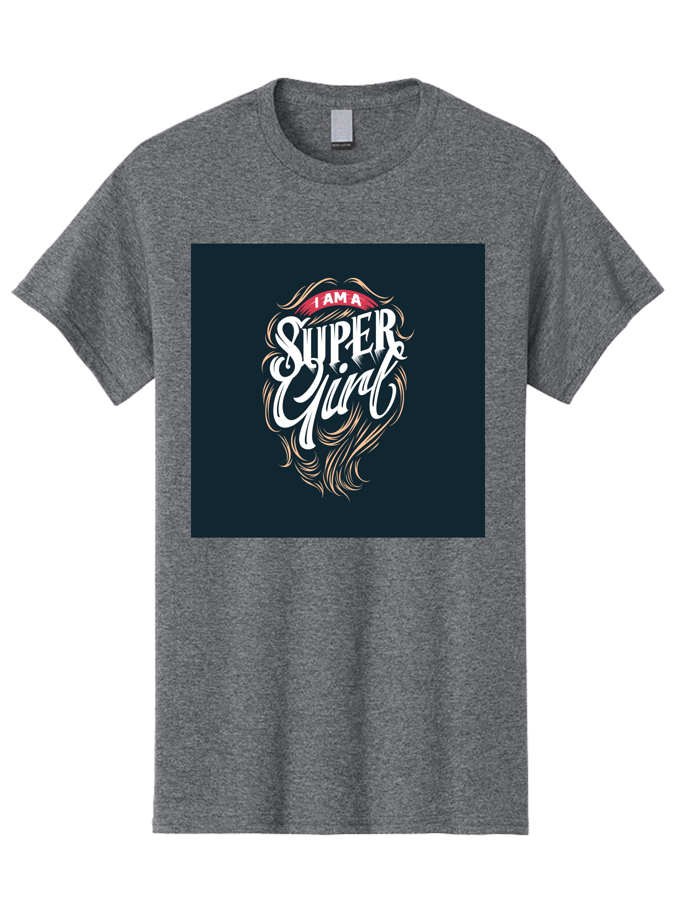 Super-Girl Men'S Graphic Tee, 100% Cotton, Comfortable Casual Summer Wear, Machine Washable, Female Empowerment, Inspirational Quote, Girl Power, Motivational Phrase, Flowing Hair, Elegant Script, Confident Attitude, Strong Women, Aab485