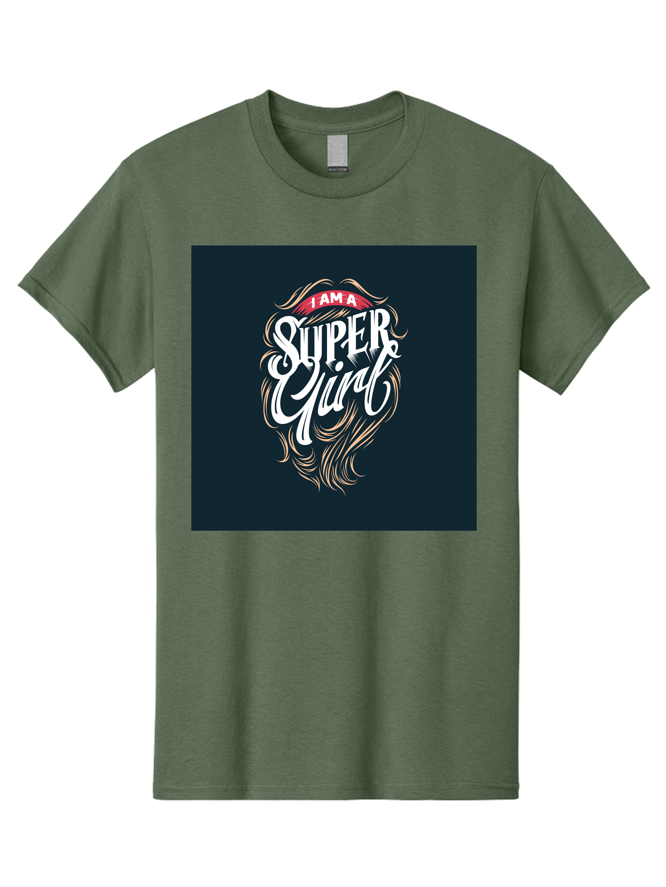 Super-Girl Men'S Graphic Tee, 100% Cotton, Comfortable Casual Summer Wear, Machine Washable, Female Empowerment, Inspirational Quote, Girl Power, Motivational Phrase, Flowing Hair, Elegant Script, Confident Attitude, Strong Women, Aab485