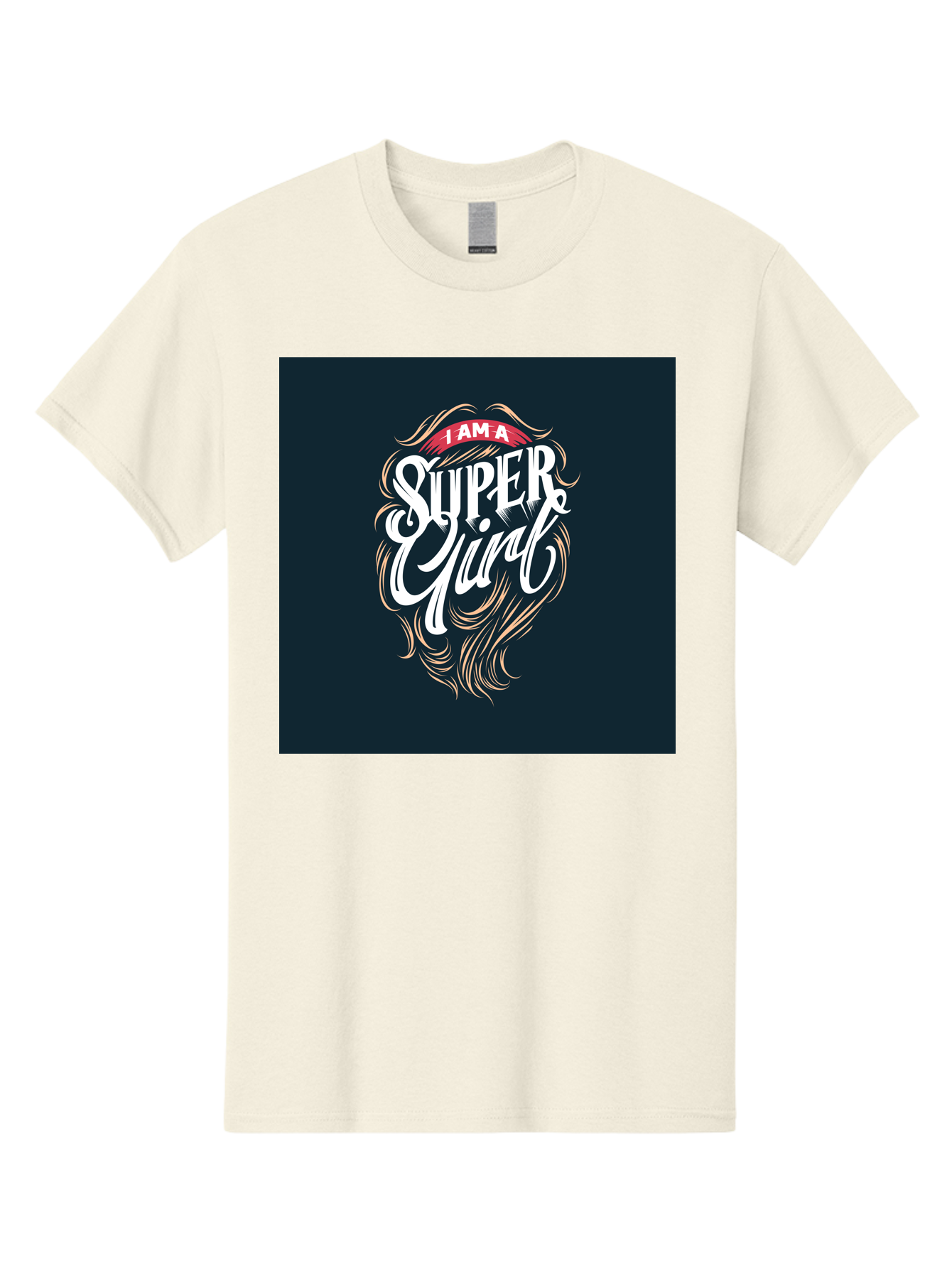 Super-Girl Men'S Graphic Tee, 100% Cotton, Comfortable Casual Summer Wear, Machine Washable, Female Empowerment, Inspirational Quote, Girl Power, Motivational Phrase, Flowing Hair, Elegant Script, Confident Attitude, Strong Women, Aab485