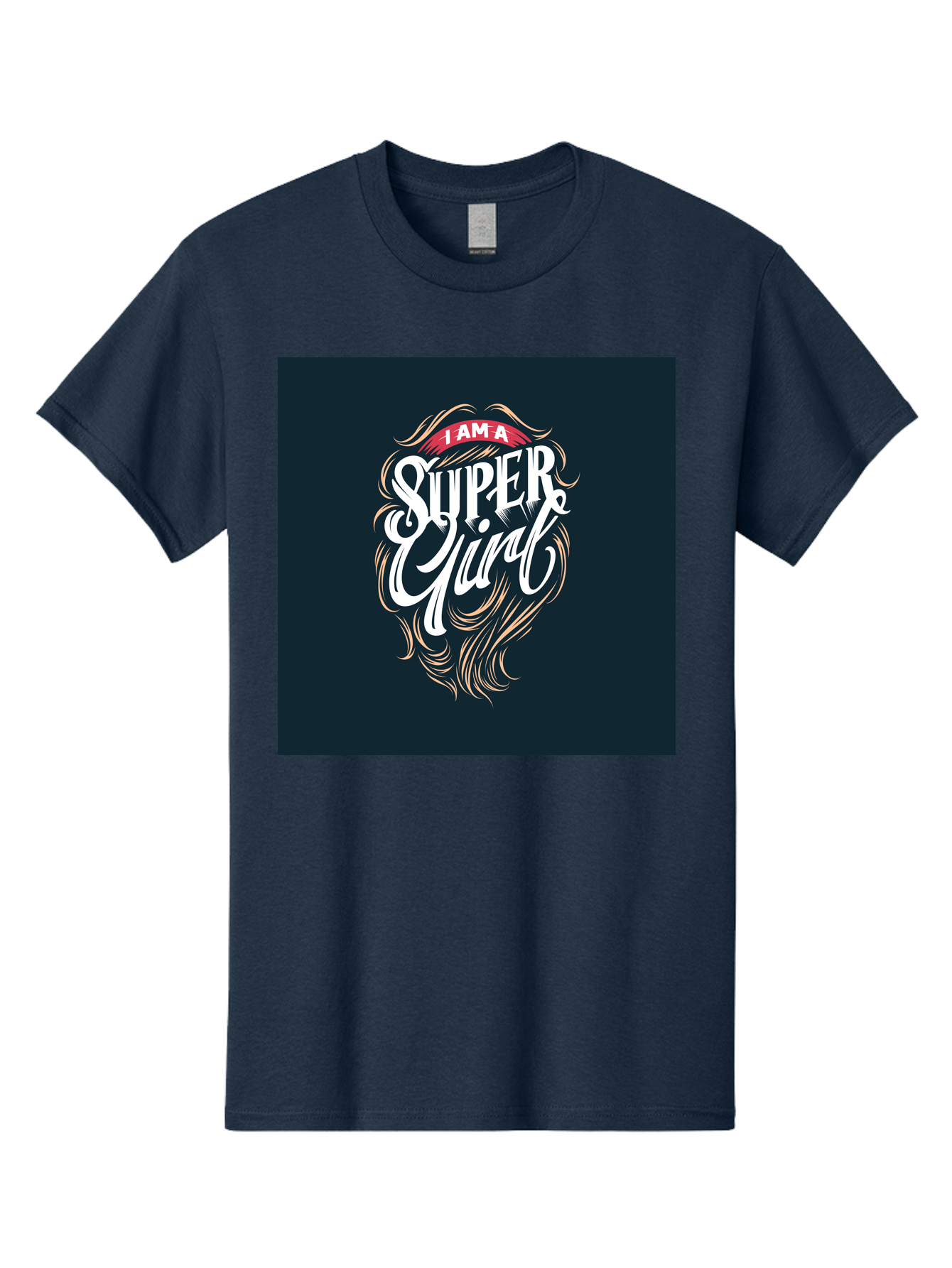 Super-Girl Men'S Graphic Tee, 100% Cotton, Comfortable Casual Summer Wear, Machine Washable, Female Empowerment, Inspirational Quote, Girl Power, Motivational Phrase, Flowing Hair, Elegant Script, Confident Attitude, Strong Women, Aab485