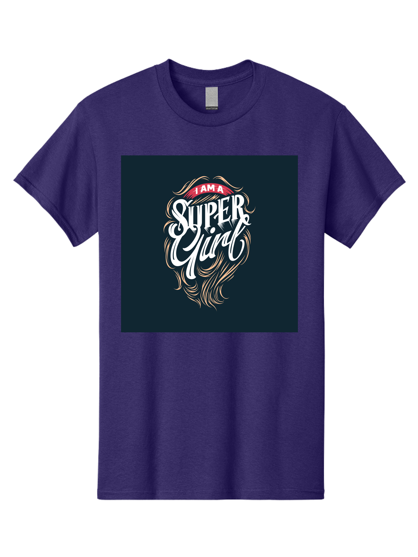 Super-Girl Men'S Graphic Tee, 100% Cotton, Comfortable Casual Summer Wear, Machine Washable, Female Empowerment, Inspirational Quote, Girl Power, Motivational Phrase, Flowing Hair, Elegant Script, Confident Attitude, Strong Women, Aab485
