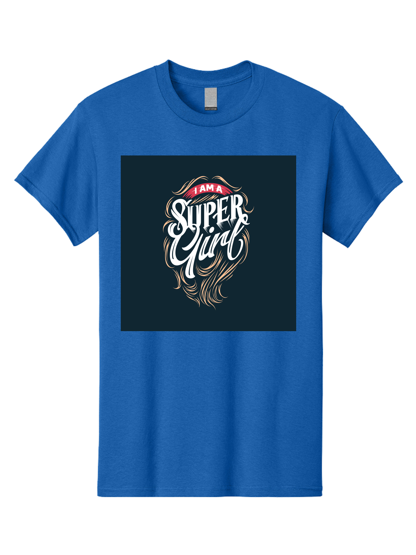Super-Girl Men'S Graphic Tee, 100% Cotton, Comfortable Casual Summer Wear, Machine Washable, Female Empowerment, Inspirational Quote, Girl Power, Motivational Phrase, Flowing Hair, Elegant Script, Confident Attitude, Strong Women, Aab485