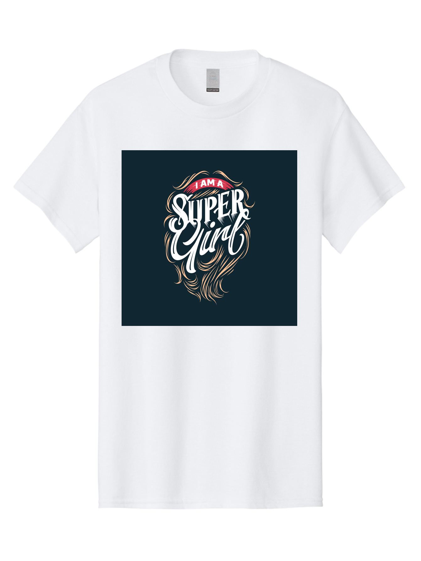 Super-Girl Men'S Graphic Tee, 100% Cotton, Comfortable Casual Summer Wear, Machine Washable, Female Empowerment, Inspirational Quote, Girl Power, Motivational Phrase, Flowing Hair, Elegant Script, Confident Attitude, Strong Women, Aab485