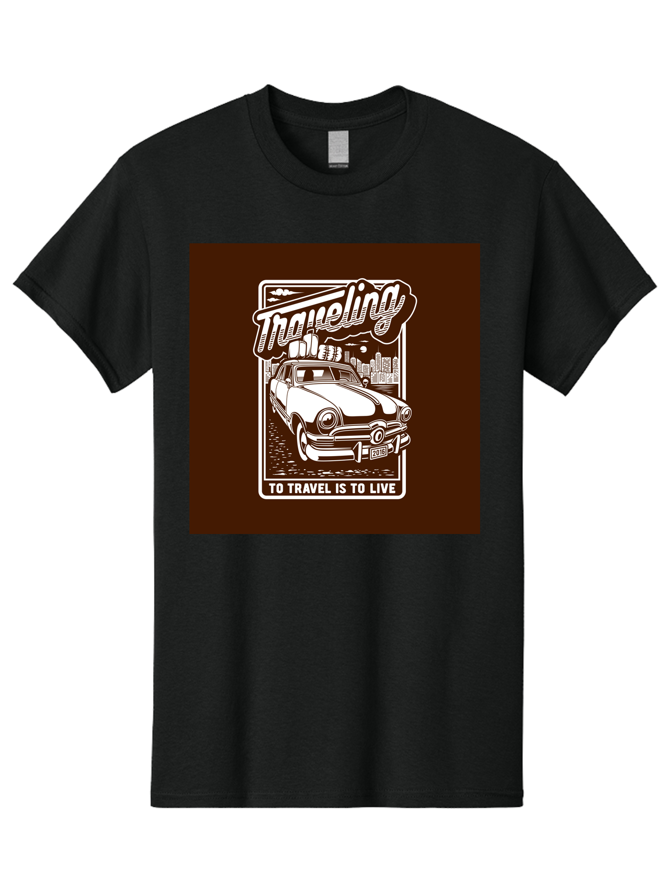 Traveling Men'S Graphic Tee, 100% Cotton, Comfortable Casual Summer Wear, Machine Washable, Vintage Car, Travel, Adventure, Classic Automobile, Cityscape, Road Trip, Exploration, Wanderlust, Traveling, To Travel Is To Live Aab490