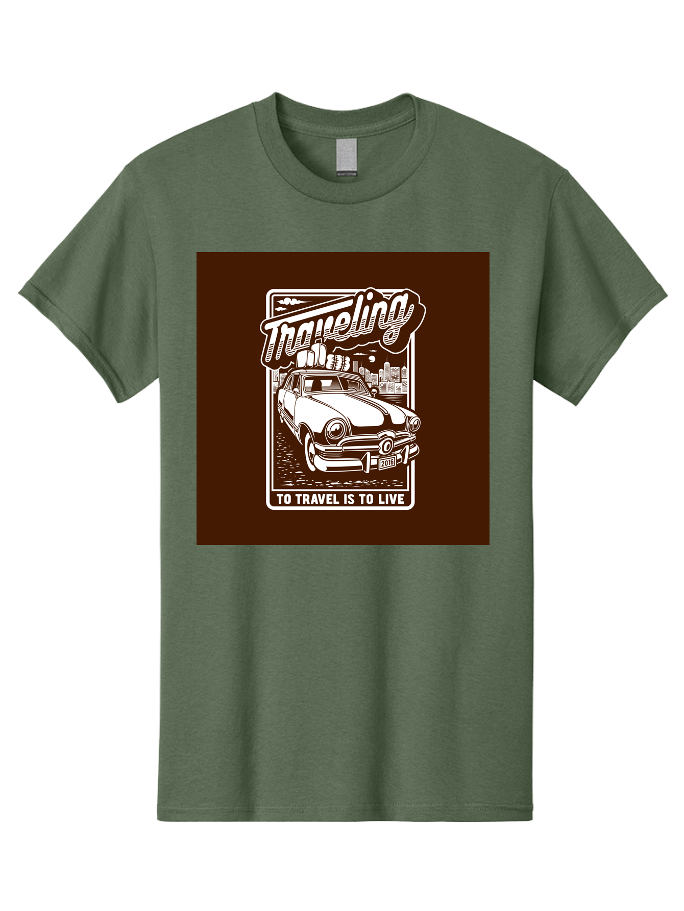 Traveling Men'S Graphic Tee, 100% Cotton, Comfortable Casual Summer Wear, Machine Washable, Vintage Car, Travel, Adventure, Classic Automobile, Cityscape, Road Trip, Exploration, Wanderlust, Traveling, To Travel Is To Live Aab490