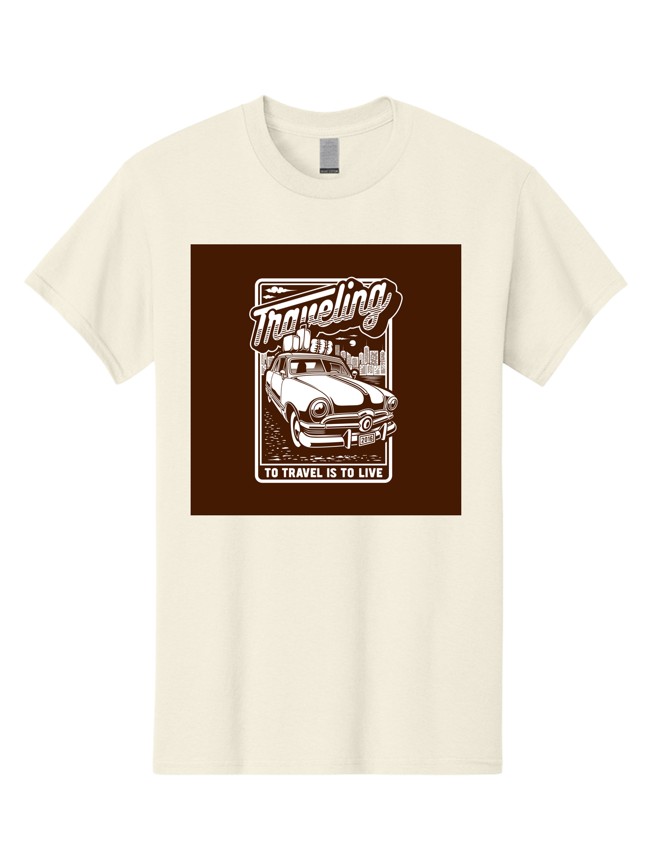 Traveling Men'S Graphic Tee, 100% Cotton, Comfortable Casual Summer Wear, Machine Washable, Vintage Car, Travel, Adventure, Classic Automobile, Cityscape, Road Trip, Exploration, Wanderlust, Traveling, To Travel Is To Live Aab490