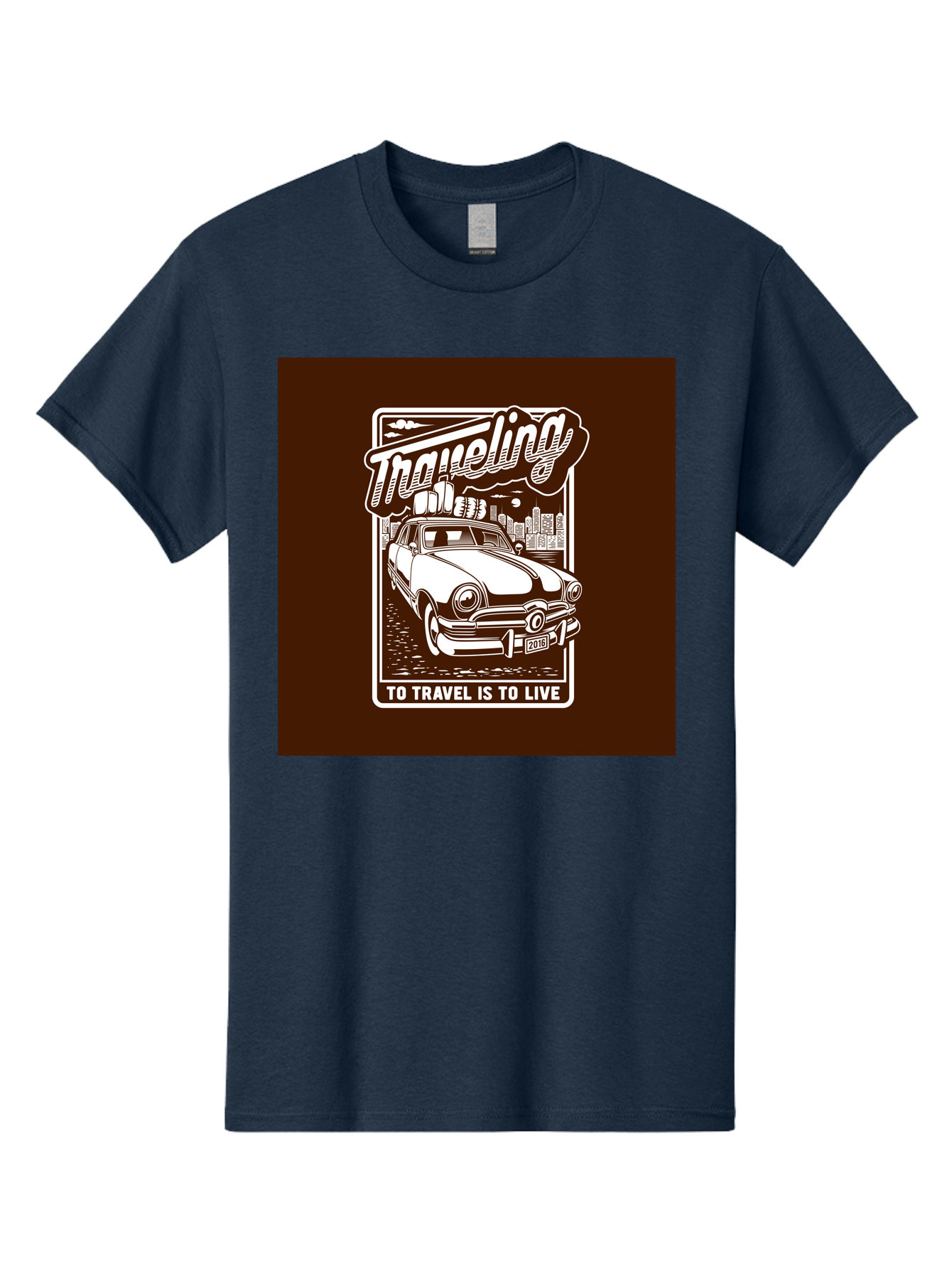 Traveling Men'S Graphic Tee, 100% Cotton, Comfortable Casual Summer Wear, Machine Washable, Vintage Car, Travel, Adventure, Classic Automobile, Cityscape, Road Trip, Exploration, Wanderlust, Traveling, To Travel Is To Live Aab490