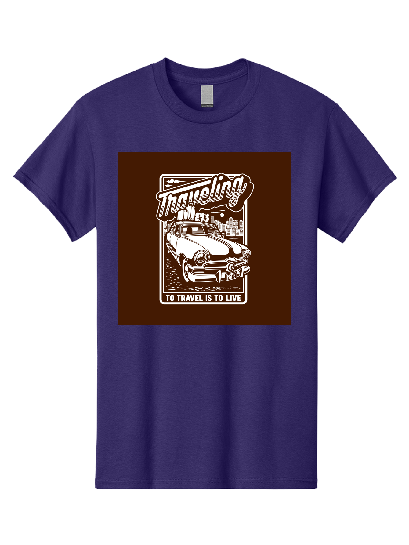 Traveling Men'S Graphic Tee, 100% Cotton, Comfortable Casual Summer Wear, Machine Washable, Vintage Car, Travel, Adventure, Classic Automobile, Cityscape, Road Trip, Exploration, Wanderlust, Traveling, To Travel Is To Live Aab490