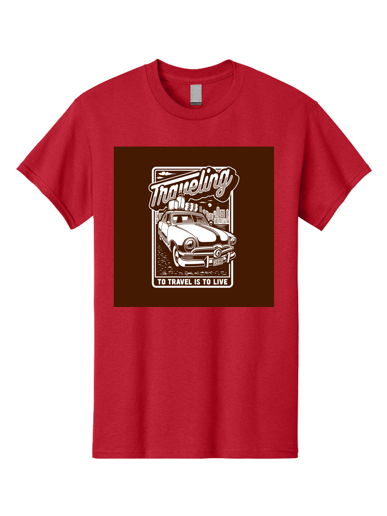 Traveling Men'S Graphic Tee, 100% Cotton, Comfortable Casual Summer Wear, Machine Washable, Vintage Car, Travel, Adventure, Classic Automobile, Cityscape, Road Trip, Exploration, Wanderlust, Traveling, To Travel Is To Live Aab490