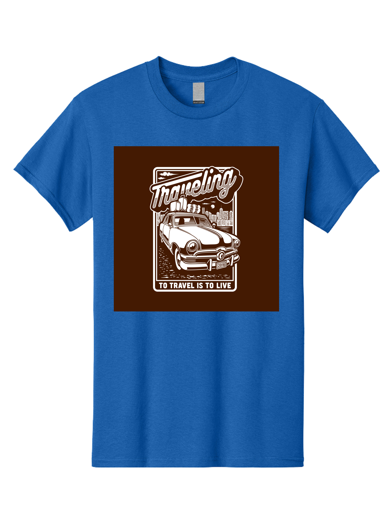 Traveling Men'S Graphic Tee, 100% Cotton, Comfortable Casual Summer Wear, Machine Washable, Vintage Car, Travel, Adventure, Classic Automobile, Cityscape, Road Trip, Exploration, Wanderlust, Traveling, To Travel Is To Live Aab490